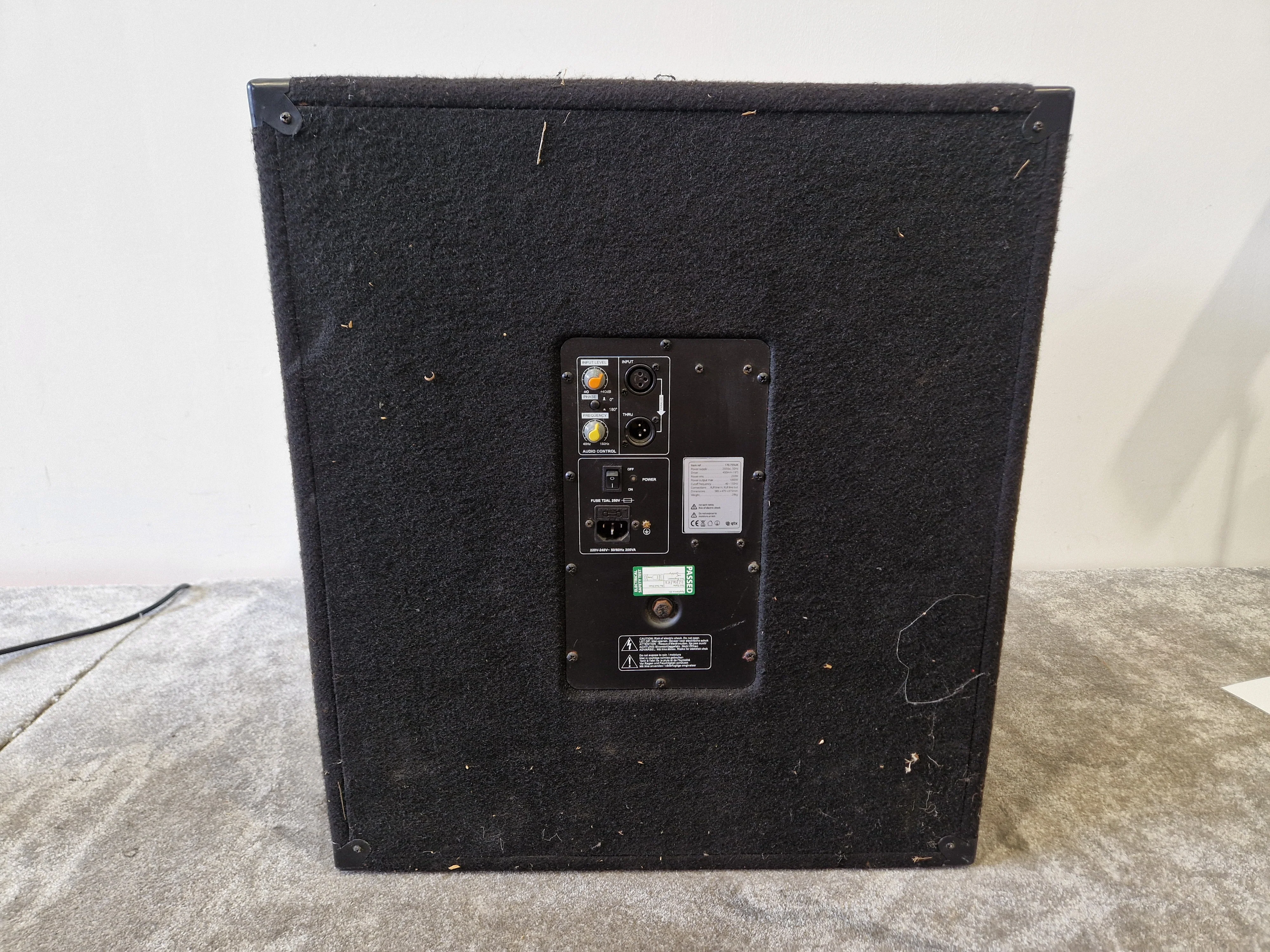 QTX Subwoofer 170.755UK 18" Subwoofer – Active PA w/ Metal Grille – Good - Image 7