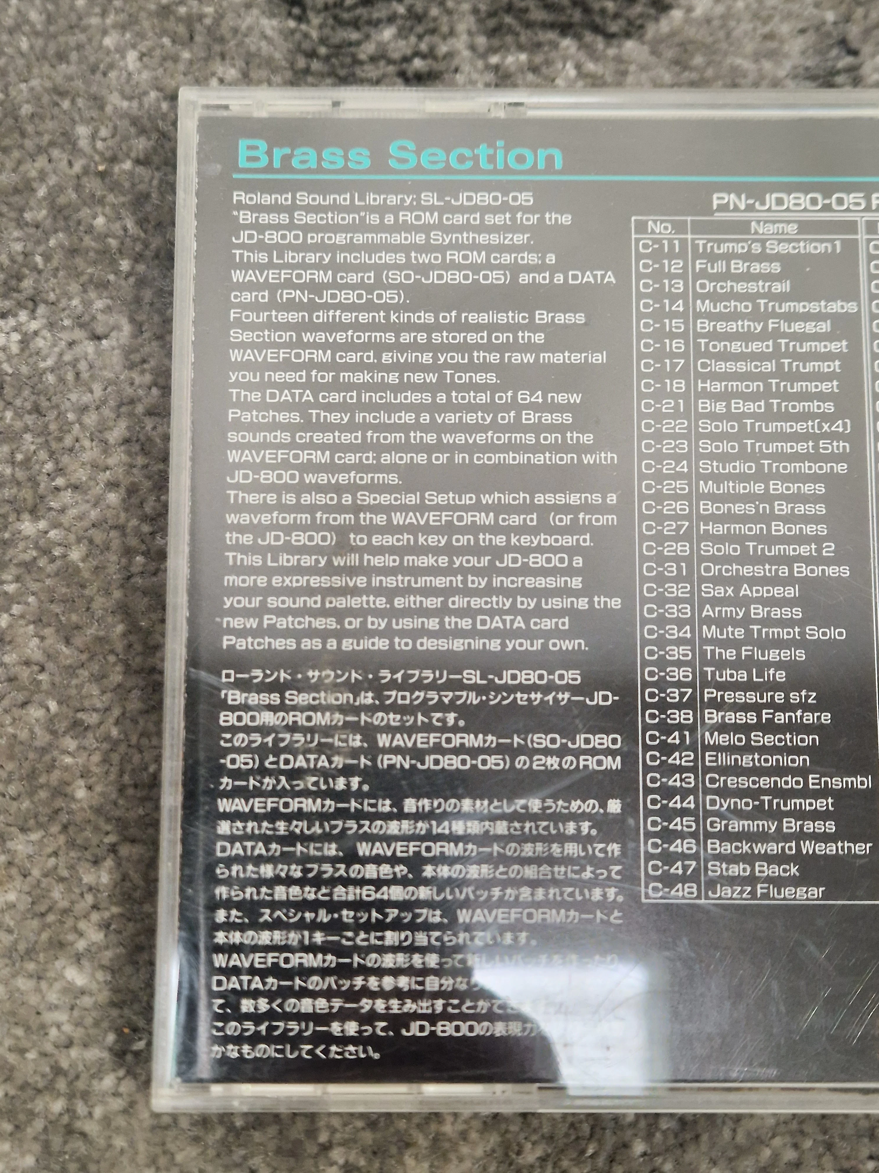Roland Brass section ROM card SL-JD80-05 - Enhances Sound, Easy Installation - Excellent w/ Original case - Image 6