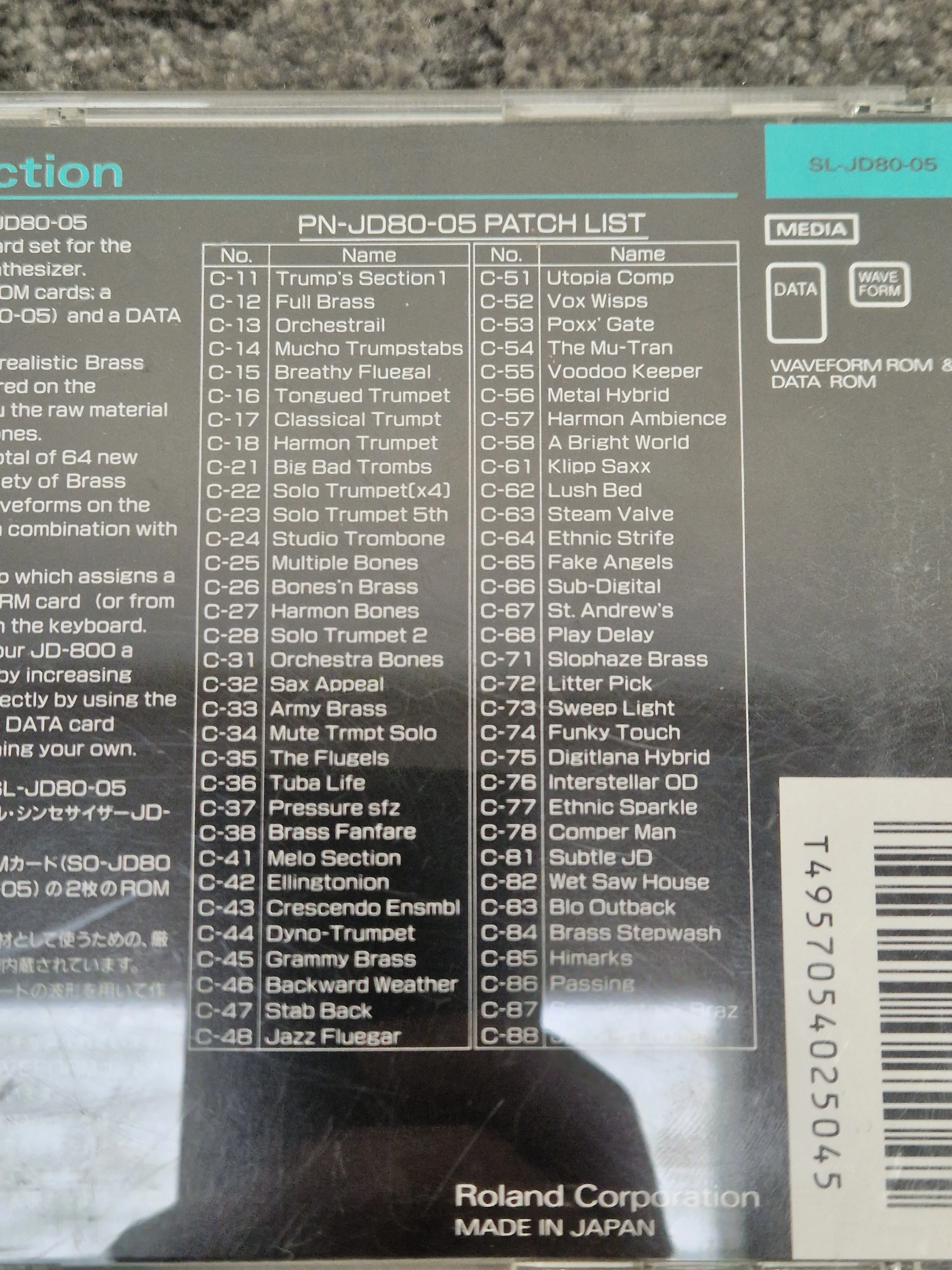 Roland Brass section ROM card SL-JD80-05 - Enhances Sound, Easy Installation - Excellent w/ Original case - Image 7