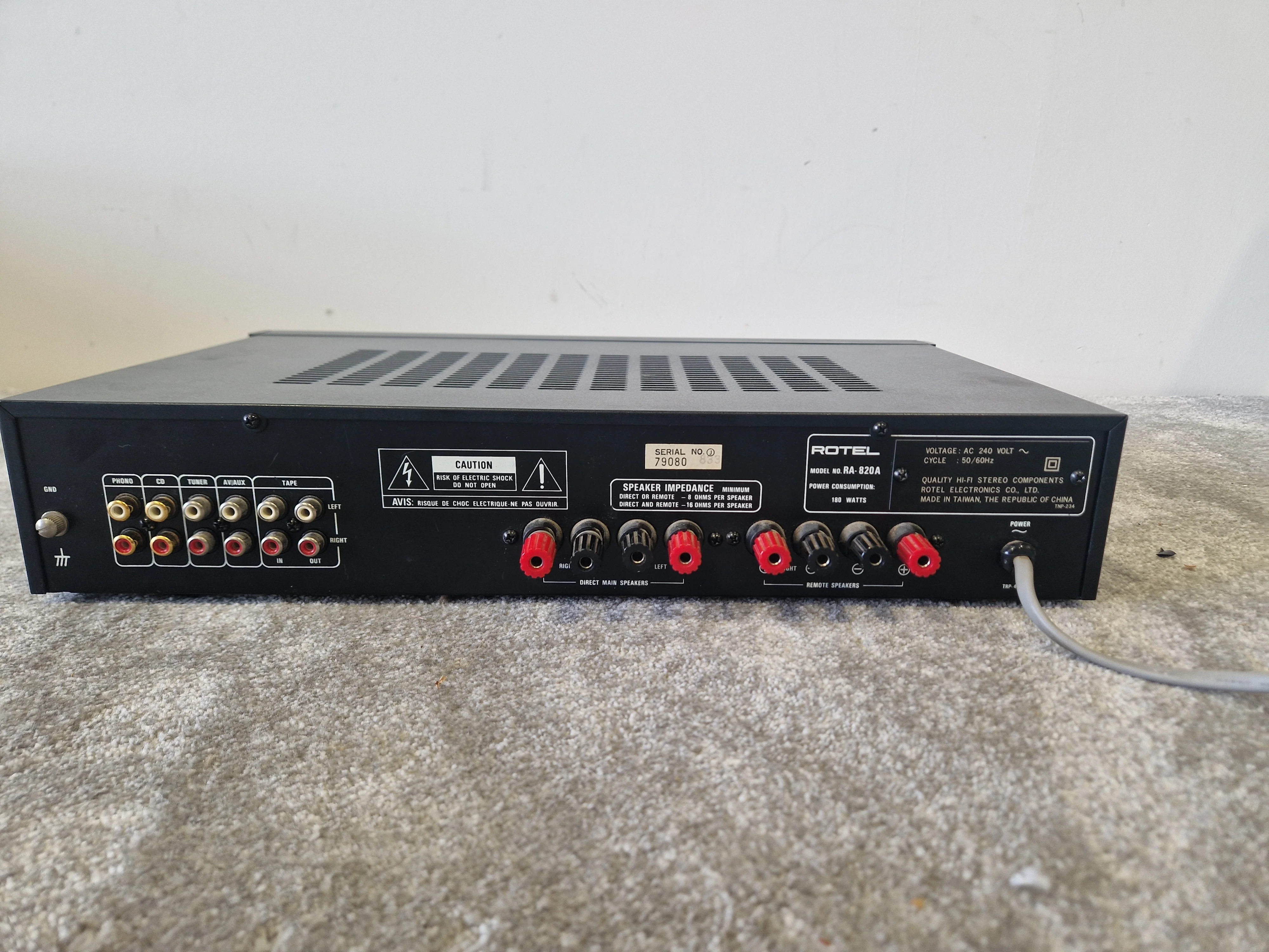 Rotel RA-820A Stereo Integrated Amplifier – Vintage Hi-Fi, 2x30W Output - Good w/ Box - Image 6