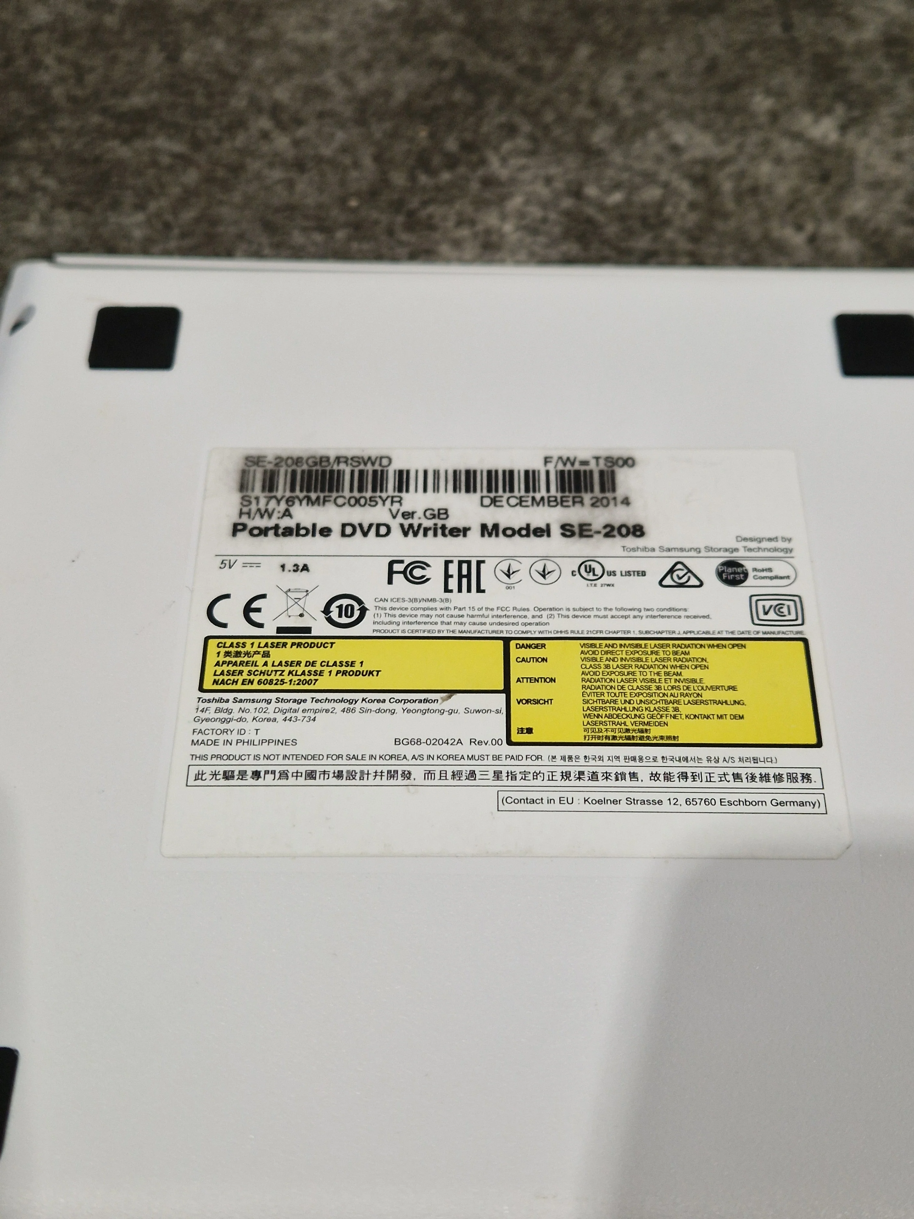 Samsung SE-208 - DVD Writer - Good w/ Original Box & Manuals - Image 7