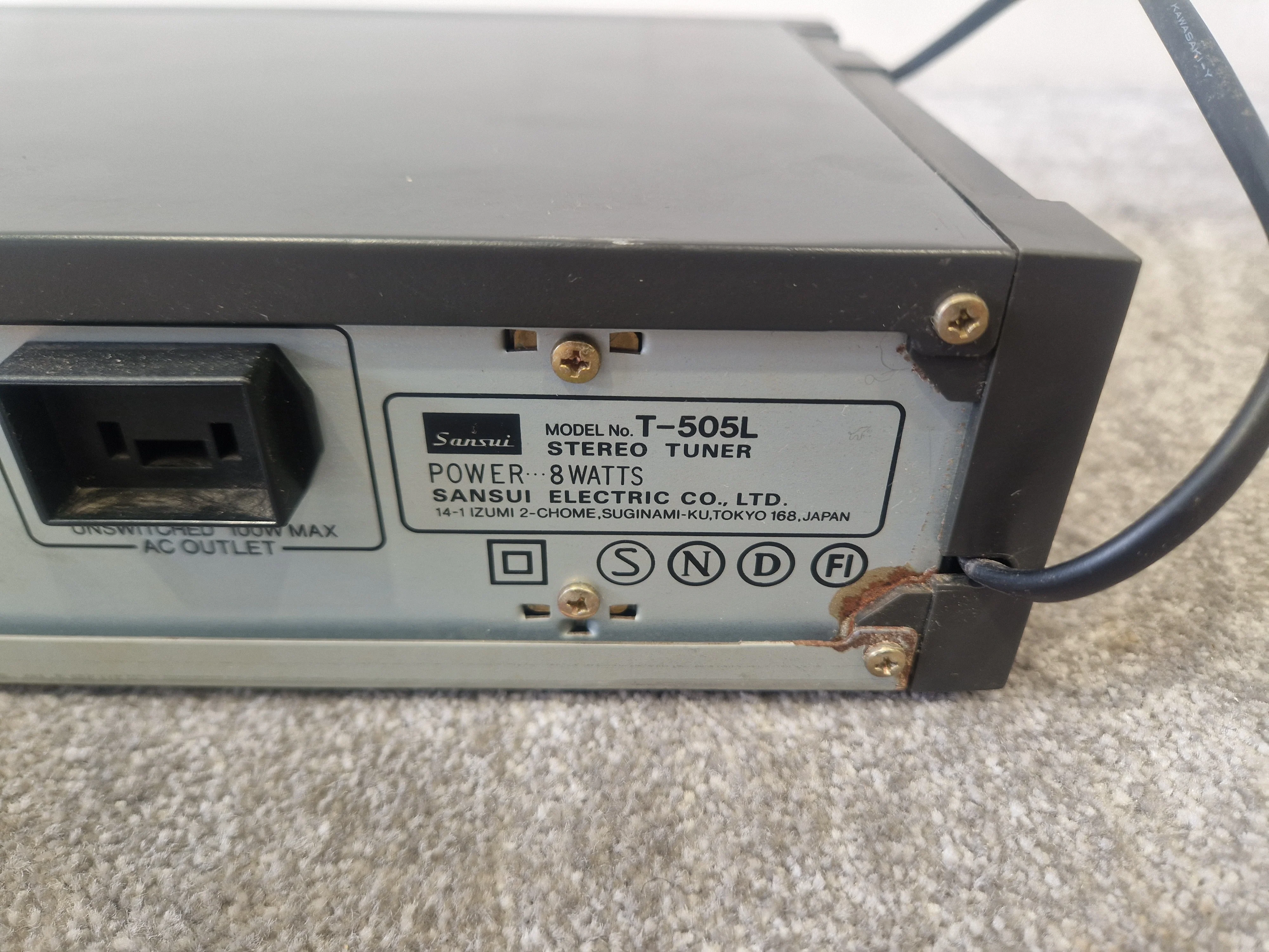 Sansui T-505L AM/FM Stereo Tuner – Analog Dial – UK Band Support – Very Good - Image 4