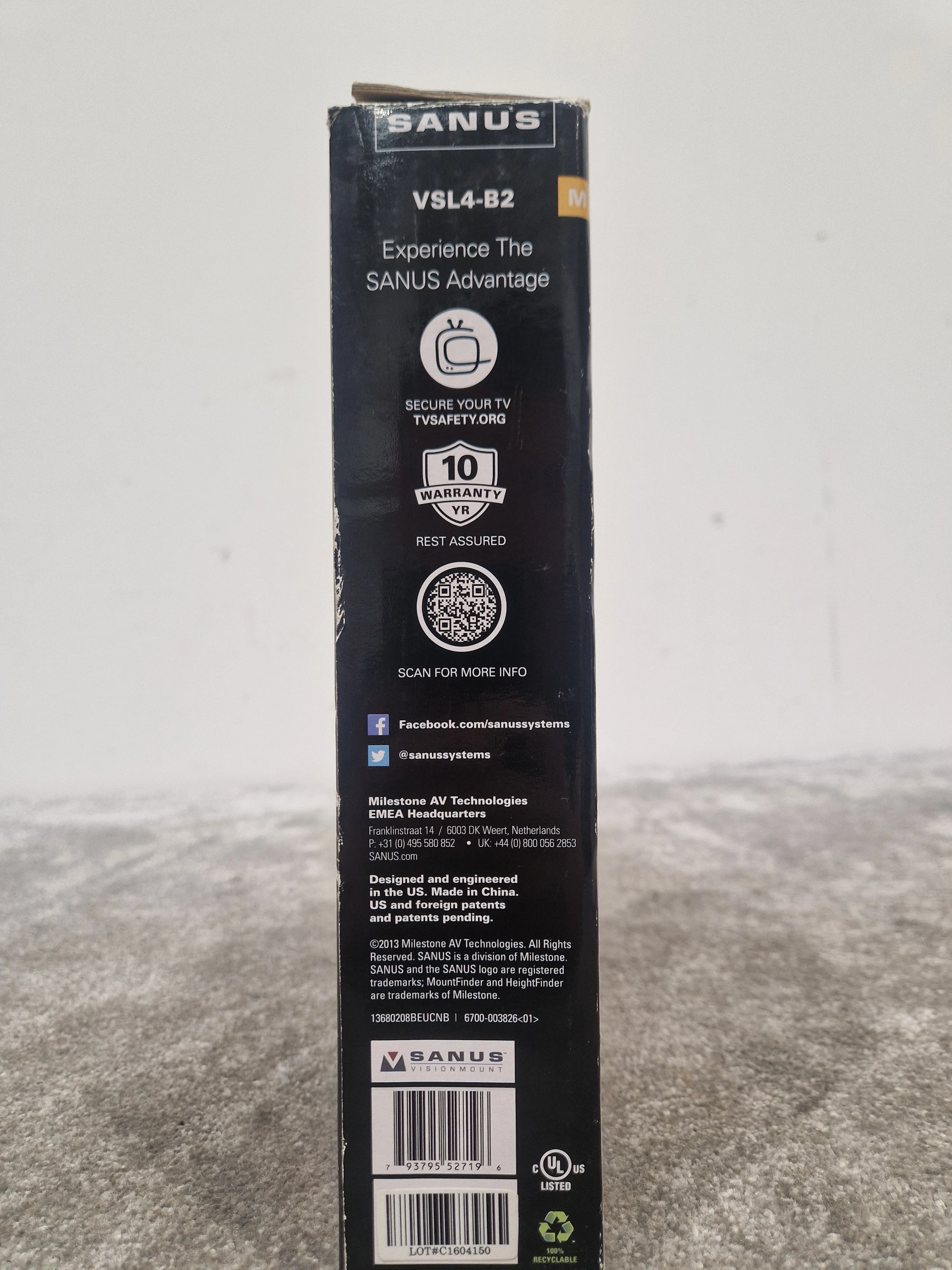 Sanus VSL4-B2 - Adjustable Speaker Stands - Open Box w/ Original Box & Manuals - Image 2