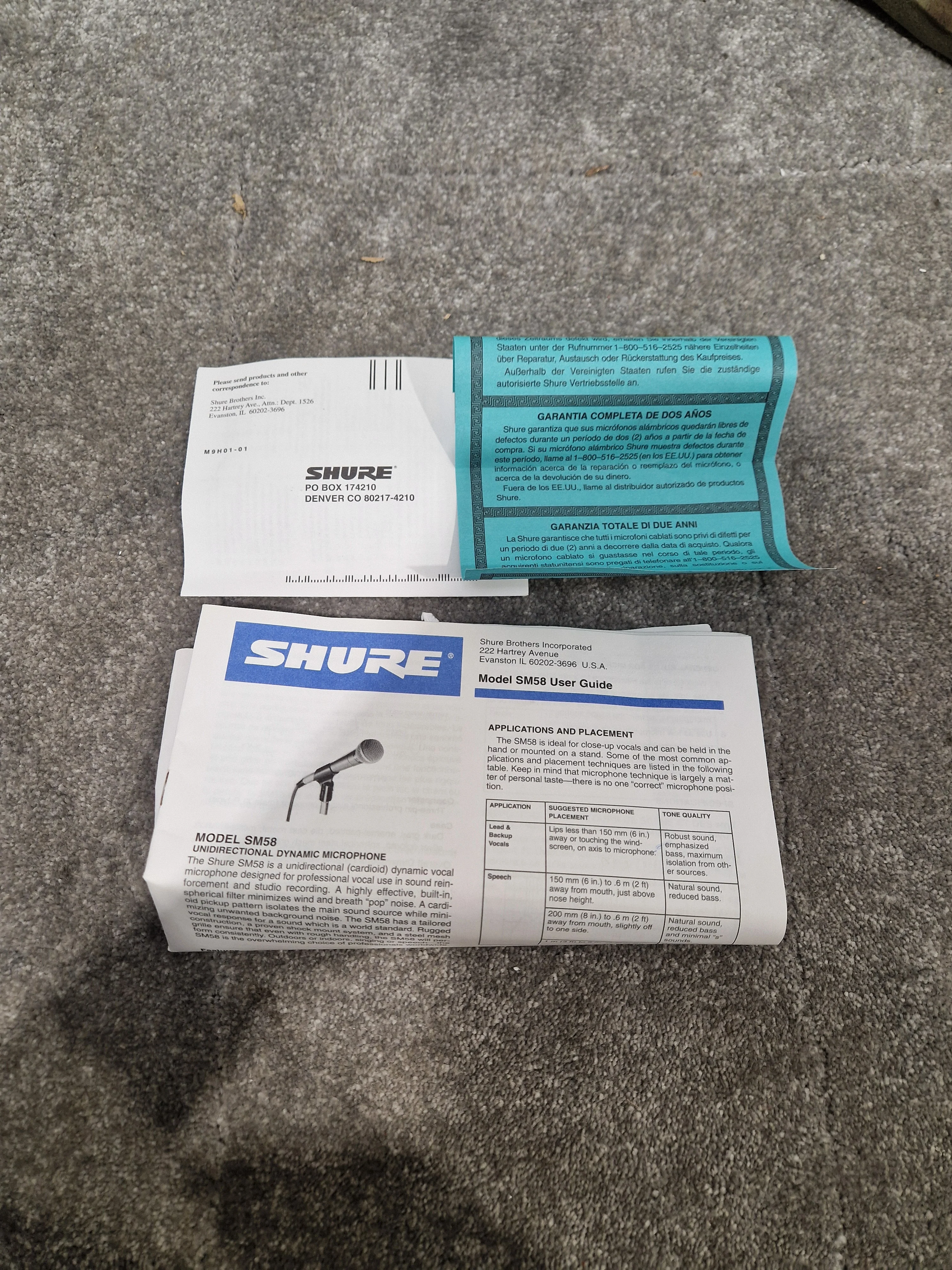 Shure SM58 Dynamic Vocal Microphone - Cardioid, Legendary Sound - Very Good w/ Original Box & Manuals - Image 11