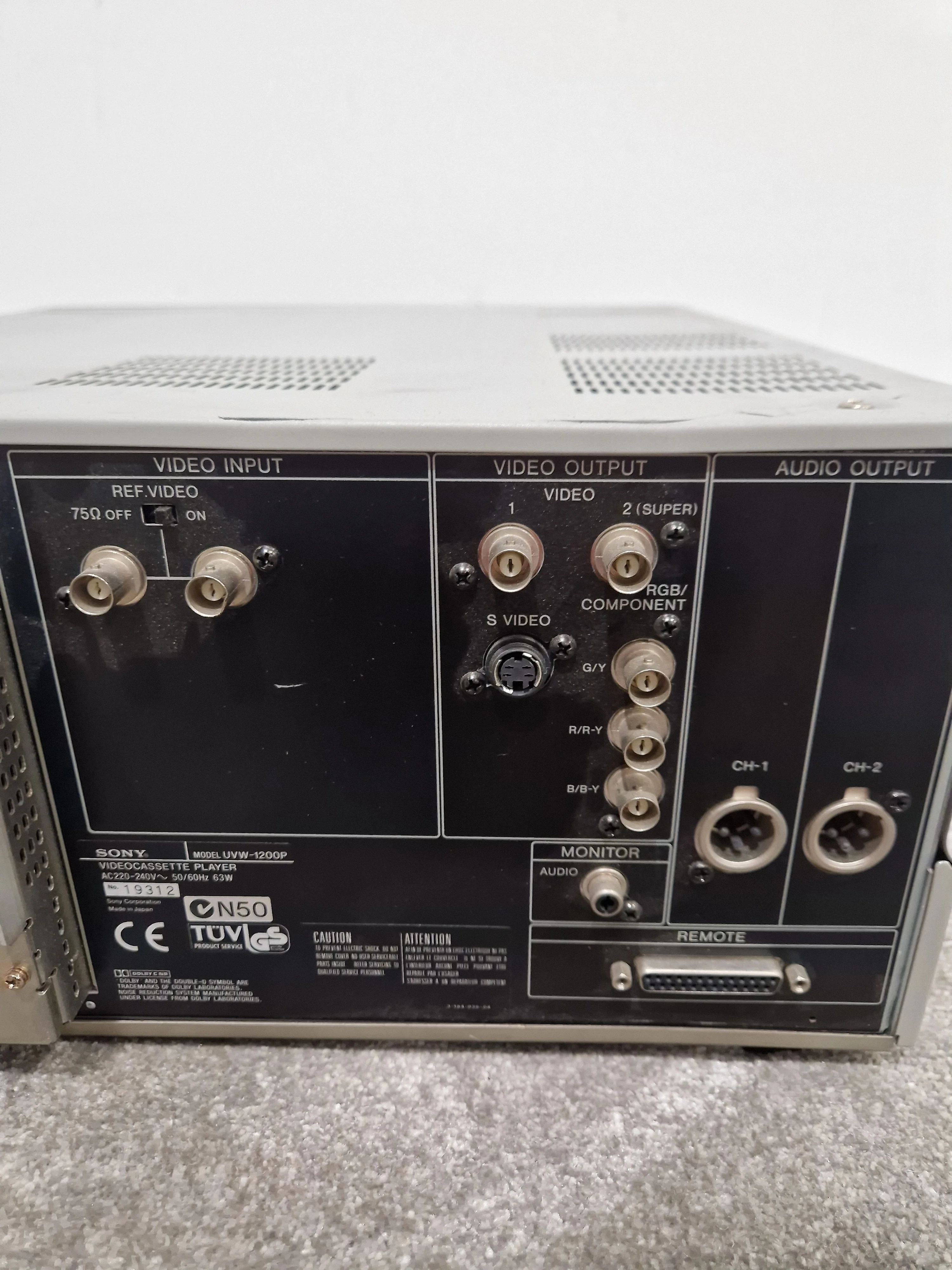 Sony Betacam SP Video Cassette Player - UVW-1200p RGB - Professional Video Deck, RGB Output - Good - Image 7