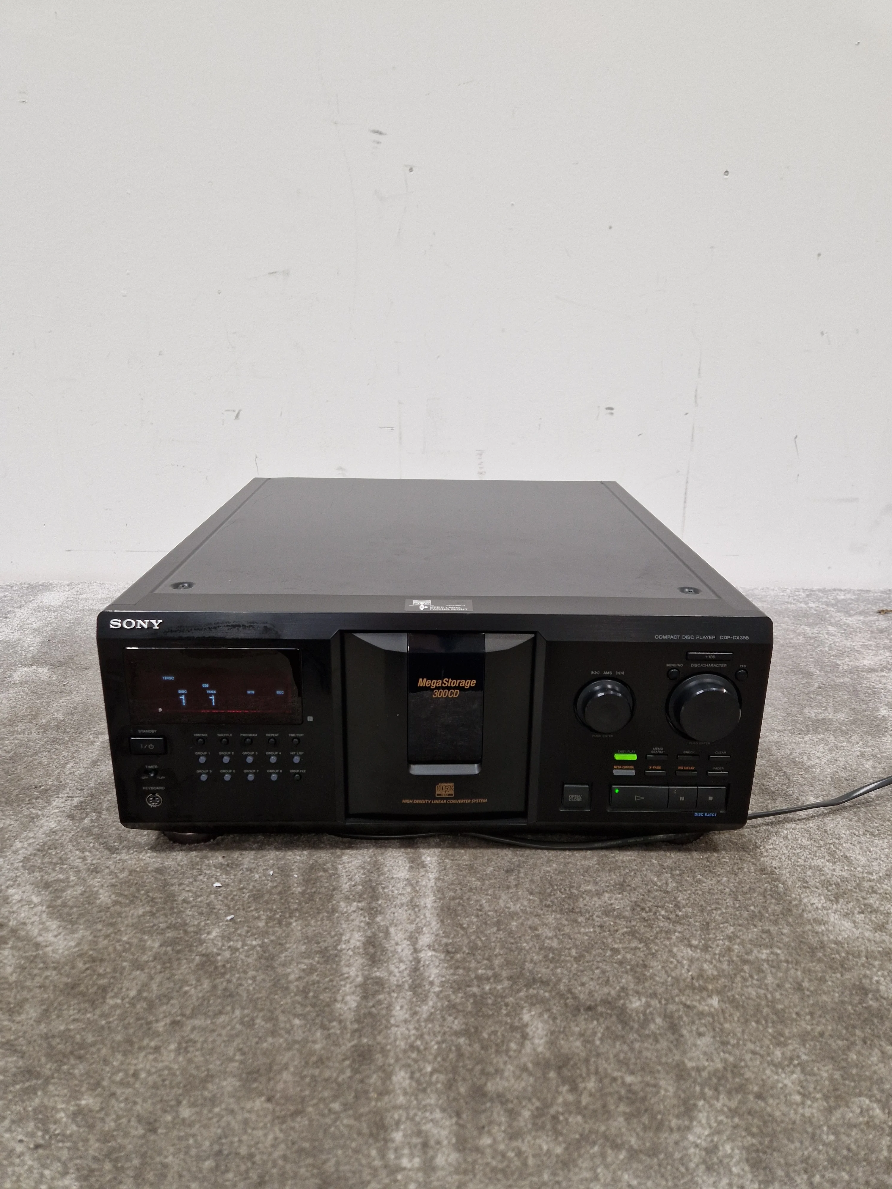 Sony CDP-CX355 - 300-Disc CD Changer - Spares or Repair w/ Power Supply & Remote