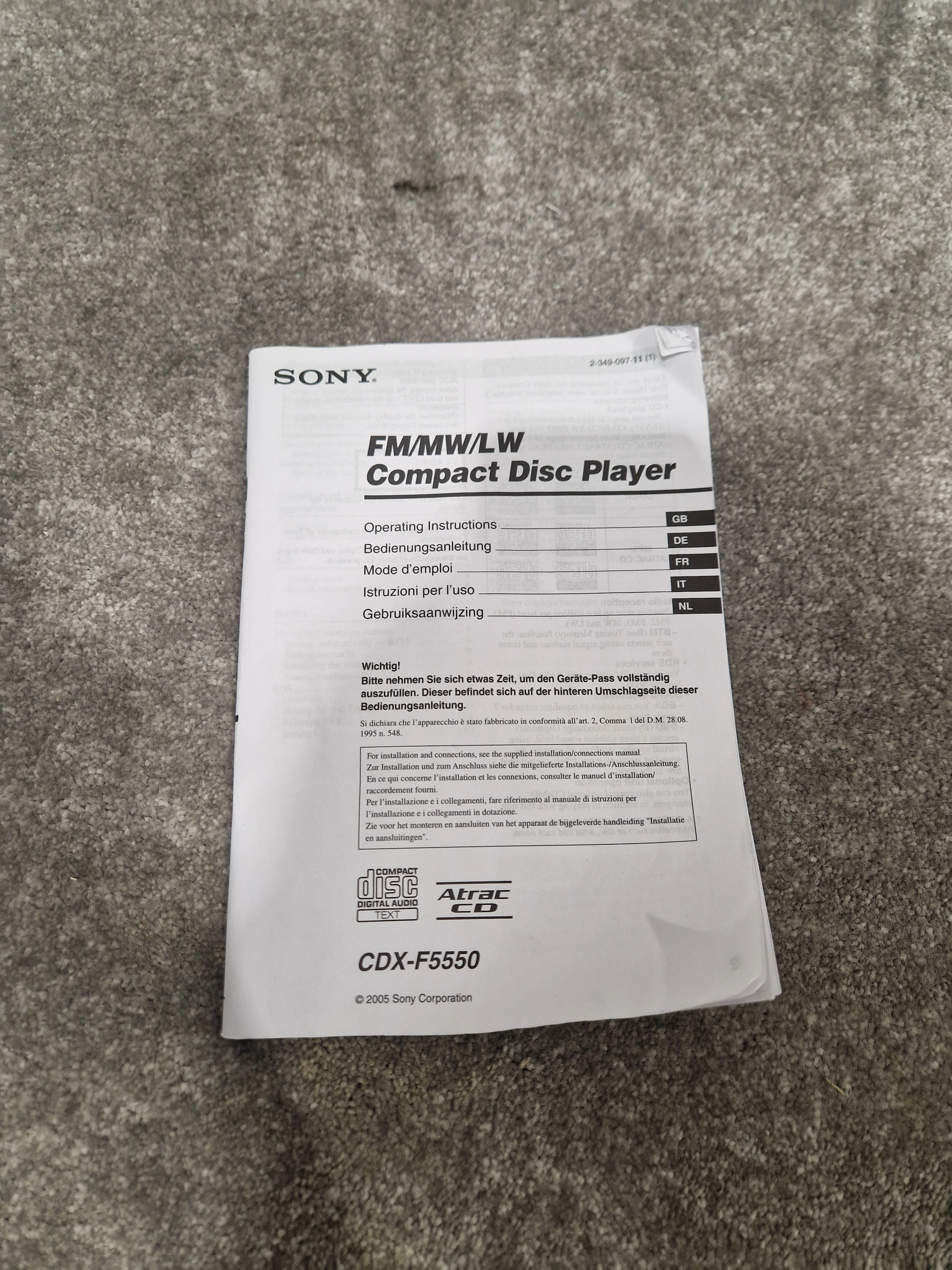Sony CDX-F5550 - High-Quality Audio, Bluetooth Connectivity - Excellent w/ Original Box - Image 5