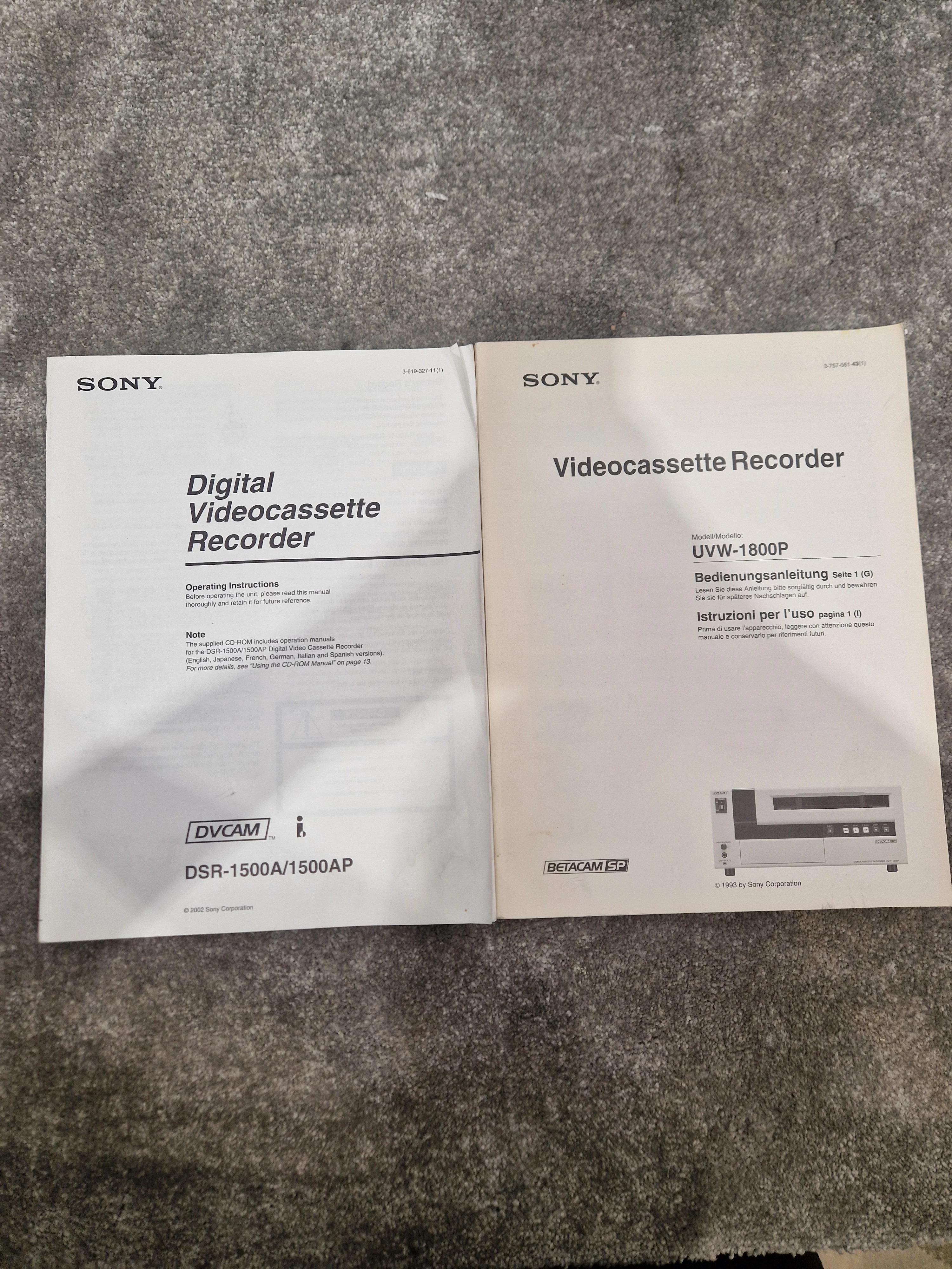 Sony Uvw-1800p U-Matic Videocassette Recorder - Professional Grade, Hi-Fi Audio - Spares or Repair w/ Manuals - Image 13