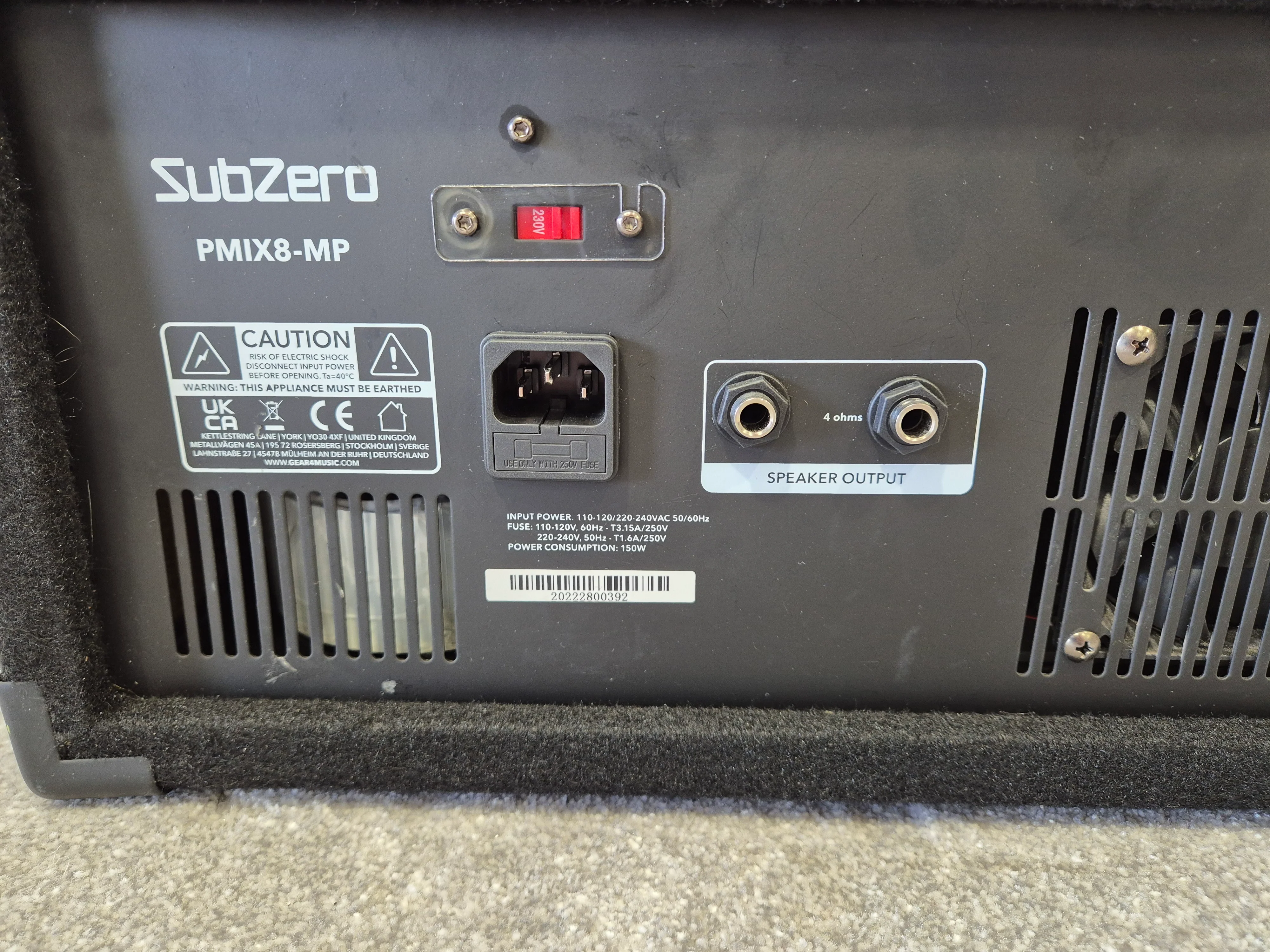 SubZero PMIX8-MP - 8 Channel Powered Mixer w/ Original Box - Image 7