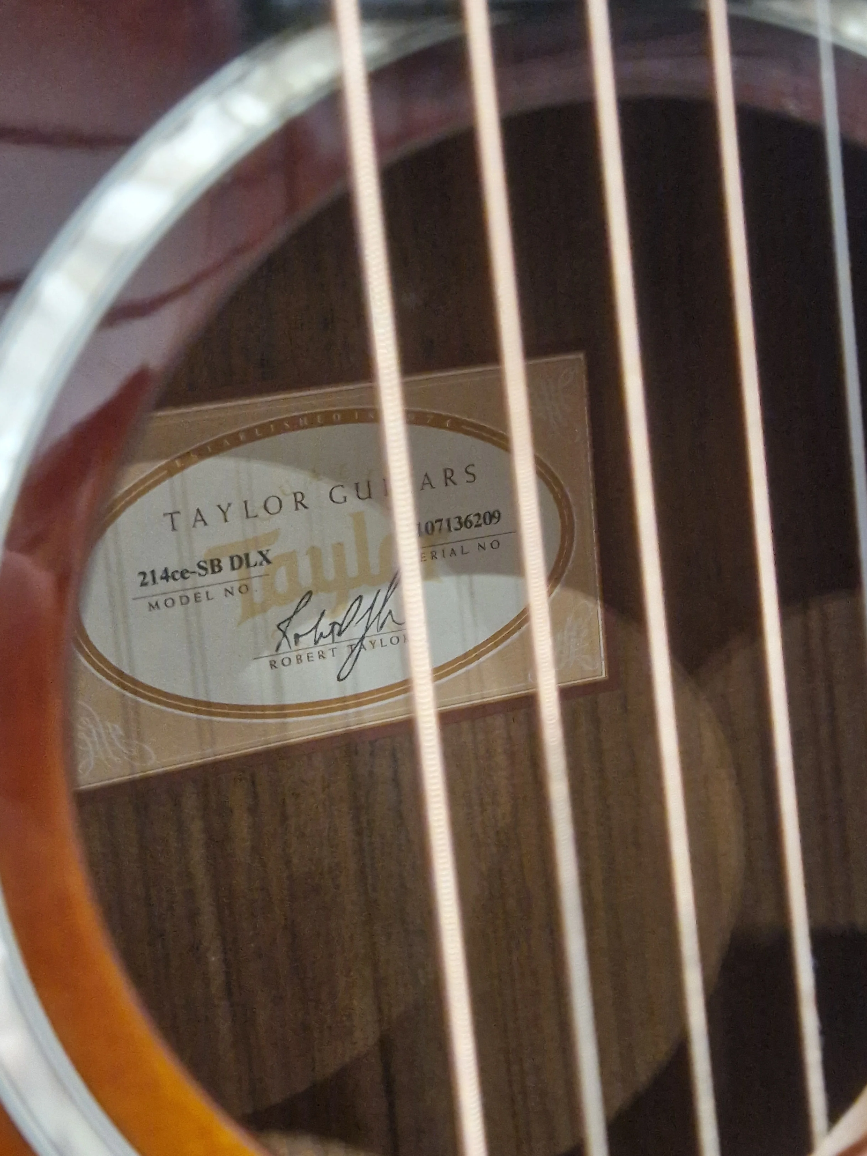 Taylor 214CE-SB-DLX Electro-Acoustic Guitar - Sunburst Finish - Excellent w/ Hard Case & Strap - Image 2