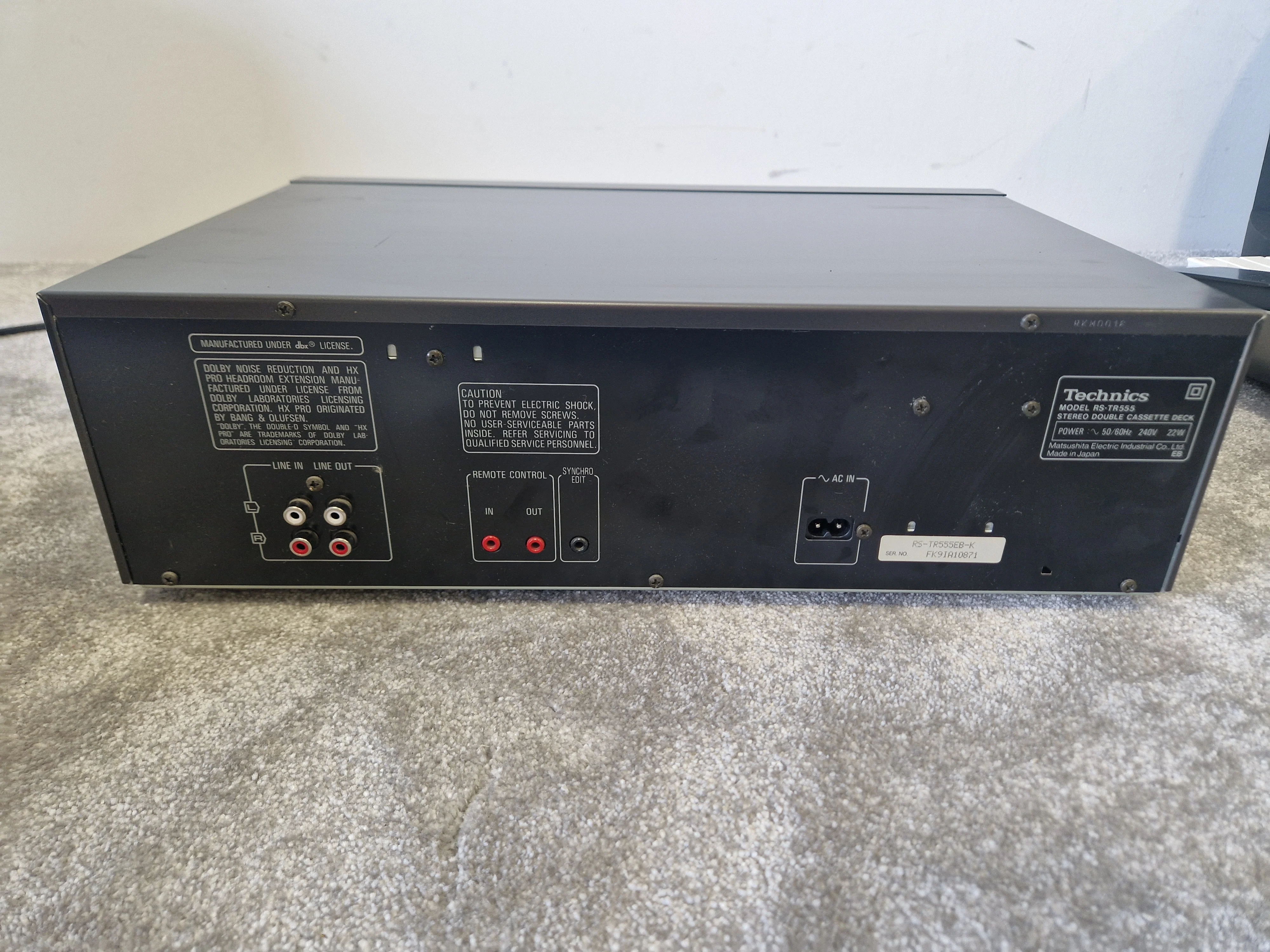 Technics RS-TR555 Dual Cassette Deck – Auto Reverse, Dolby HX Pro - Excellent - Image 8