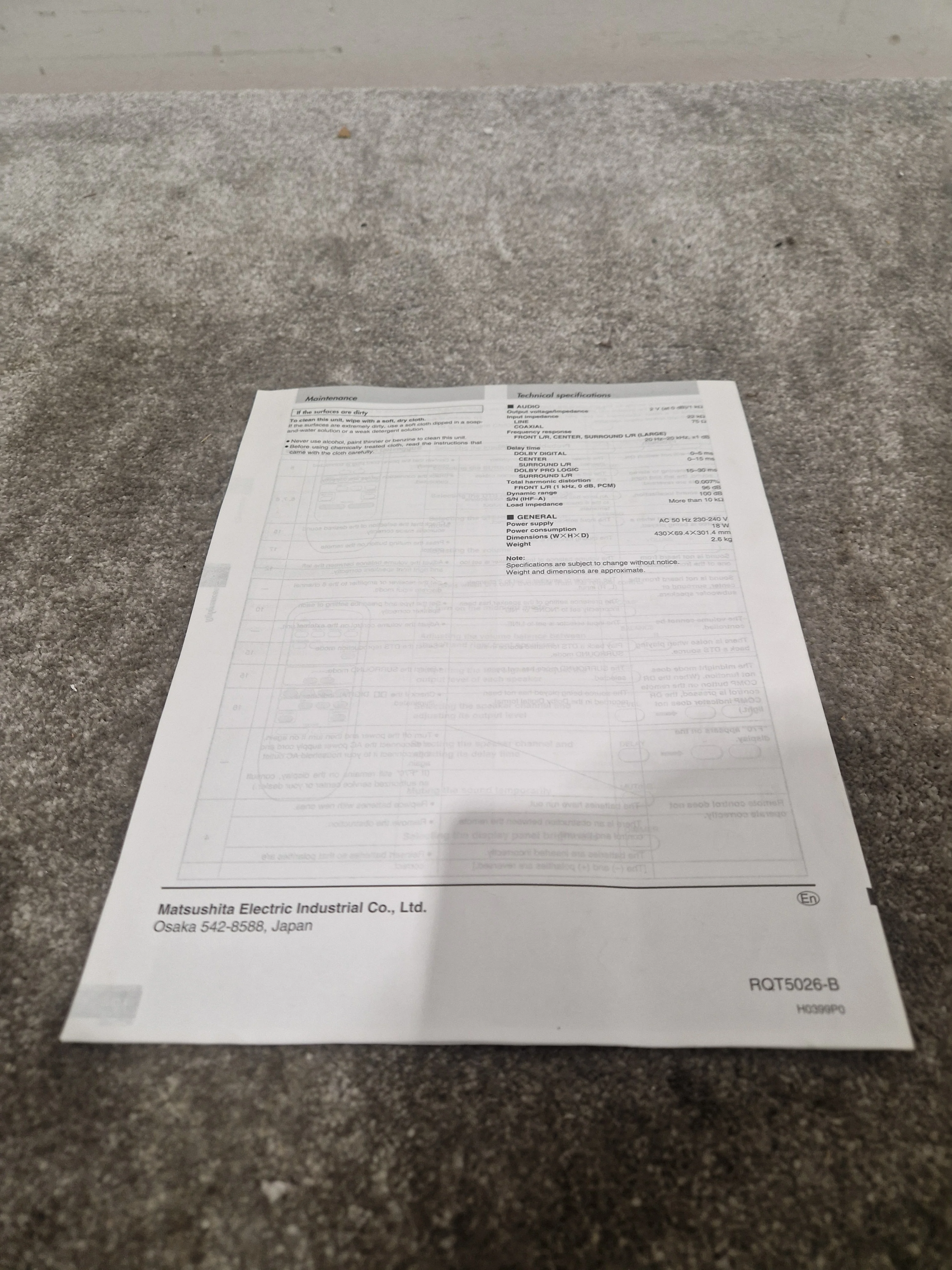 Technics Sh-Ac500d Surround Processor - High Precision Audio - Excellent w/ Original Box & Power Cable & remote control - Image 12