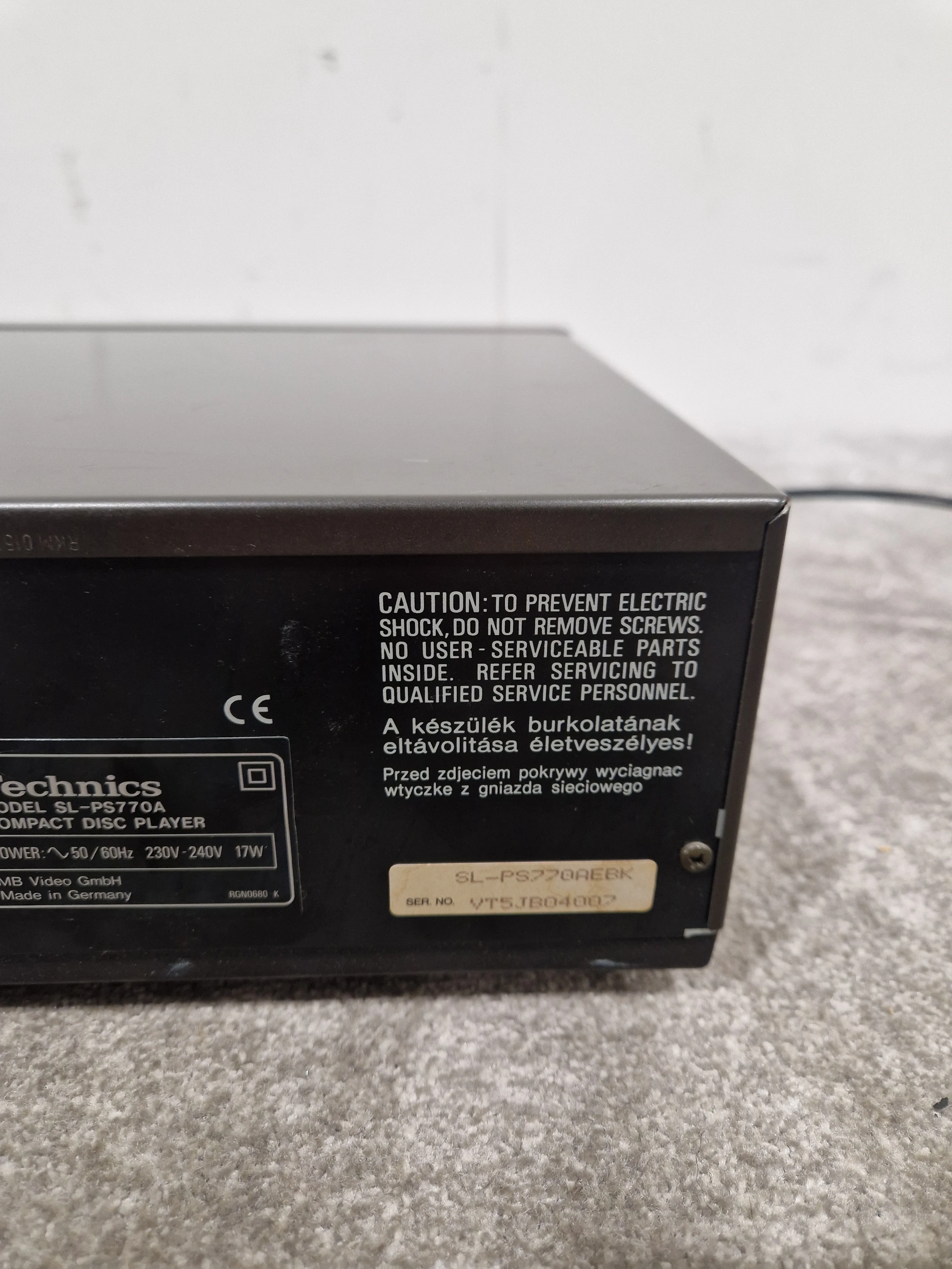 Technics Sl-Ps770a CD Player - High-Fidelity Sound - Very Good w/ Power Supply - Image 8