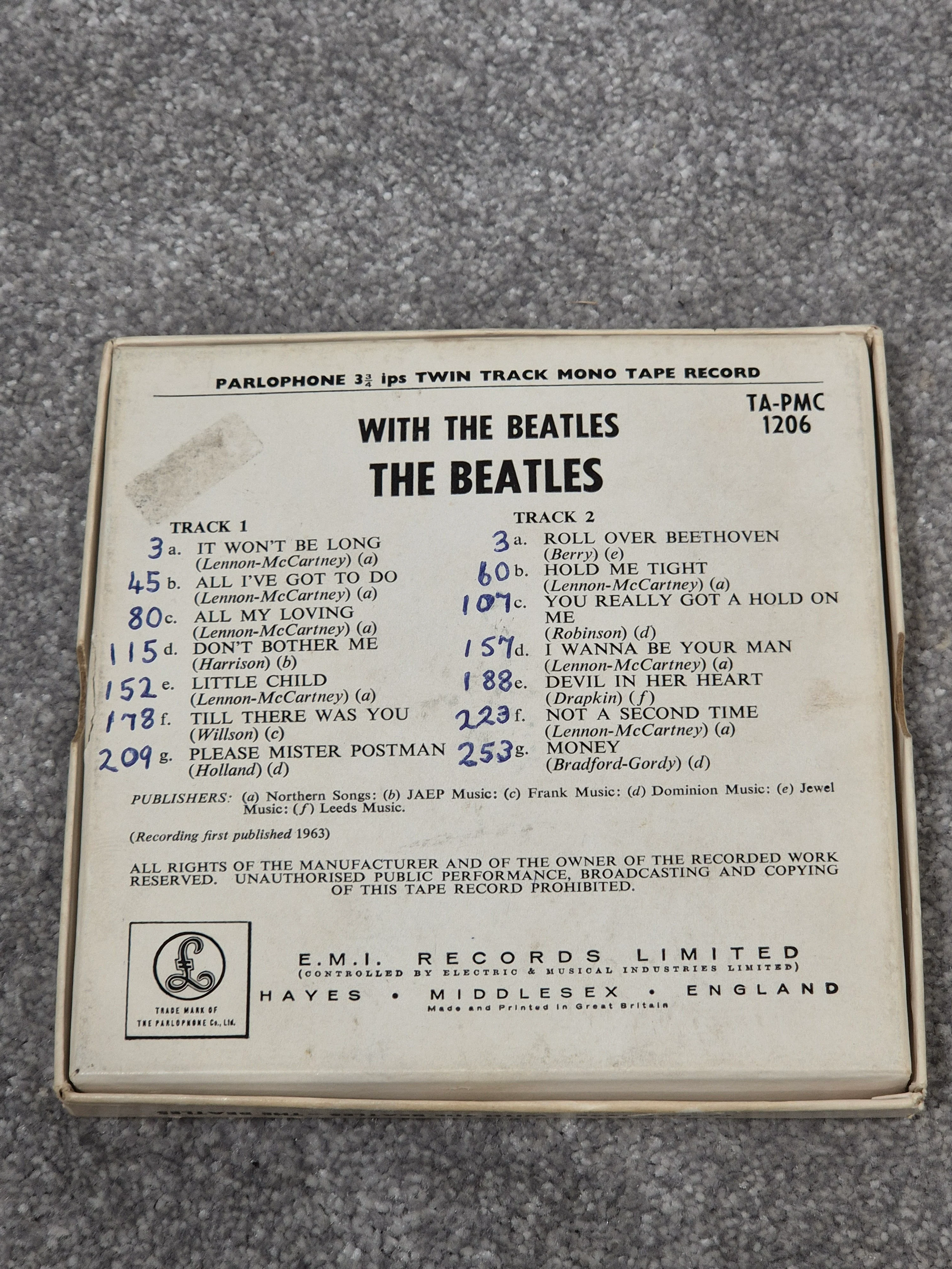 The Beatles - With The Beatles PMC 1206 Reel to Reel Record w/ Original Box - Image 2
