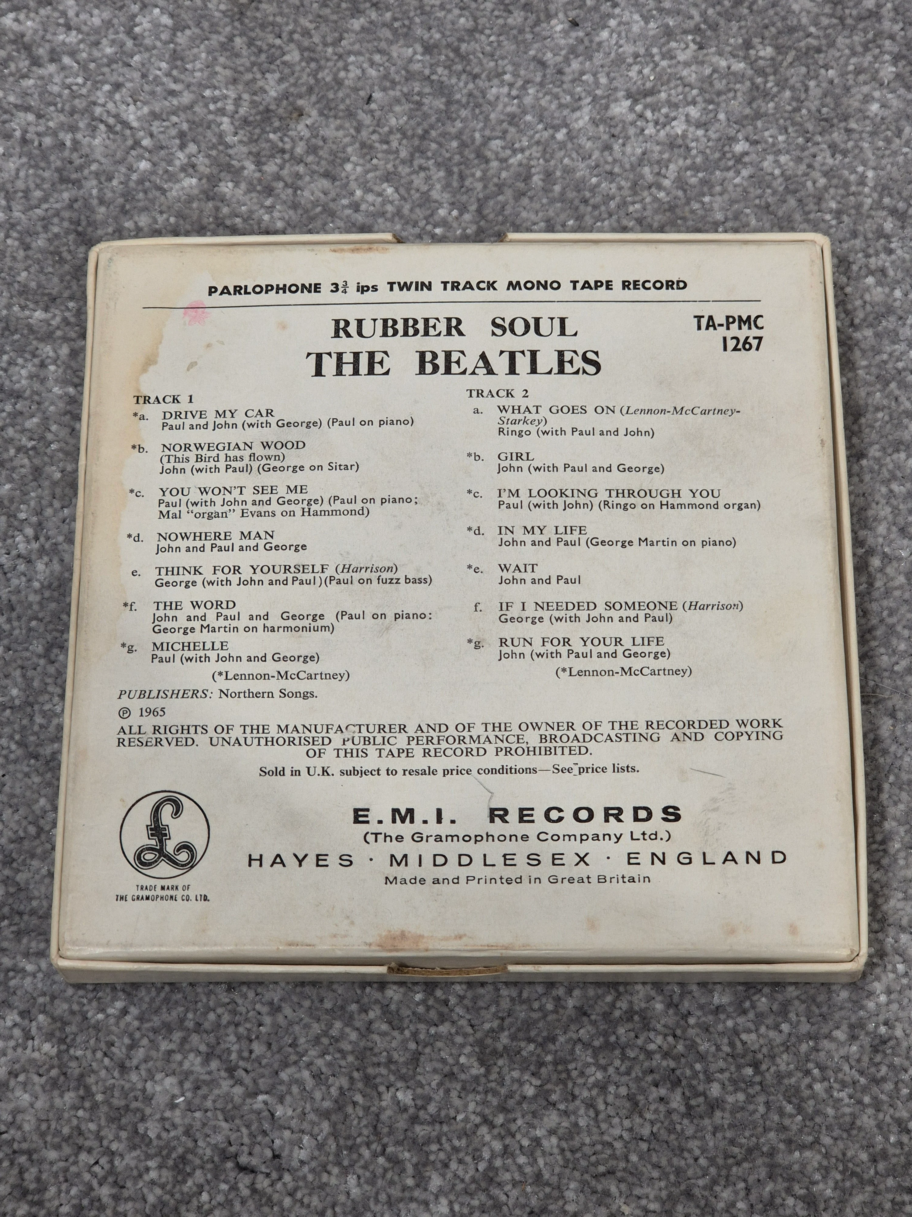 The Beatles - Rubber Soul PMC 1267 Reel to Reel Record w/ Original Box - Image 2