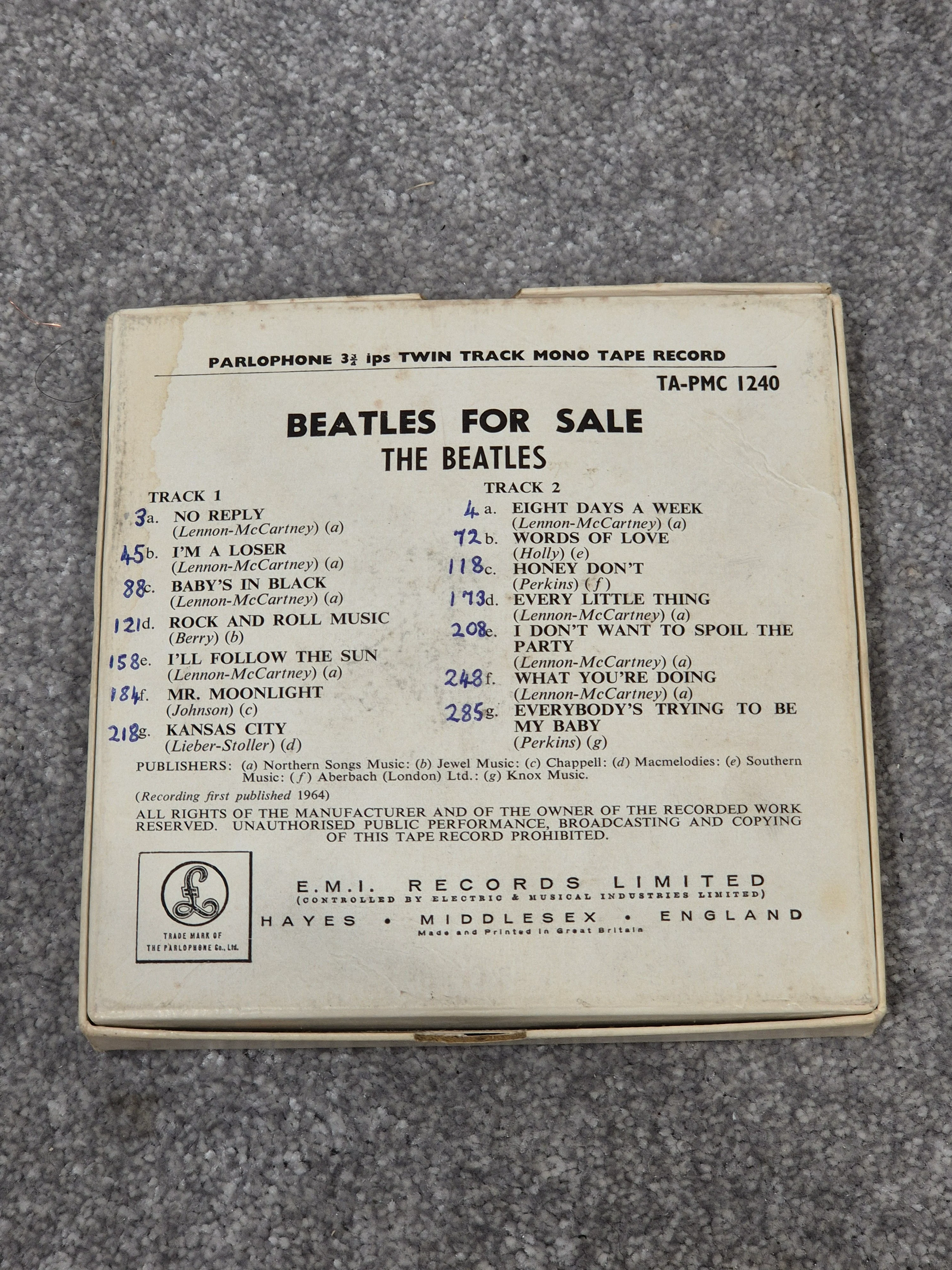 The Beatles - BEATLES FOR SALE PMC 1240 Reel to Reel Record w/ Original Box - Image 2
