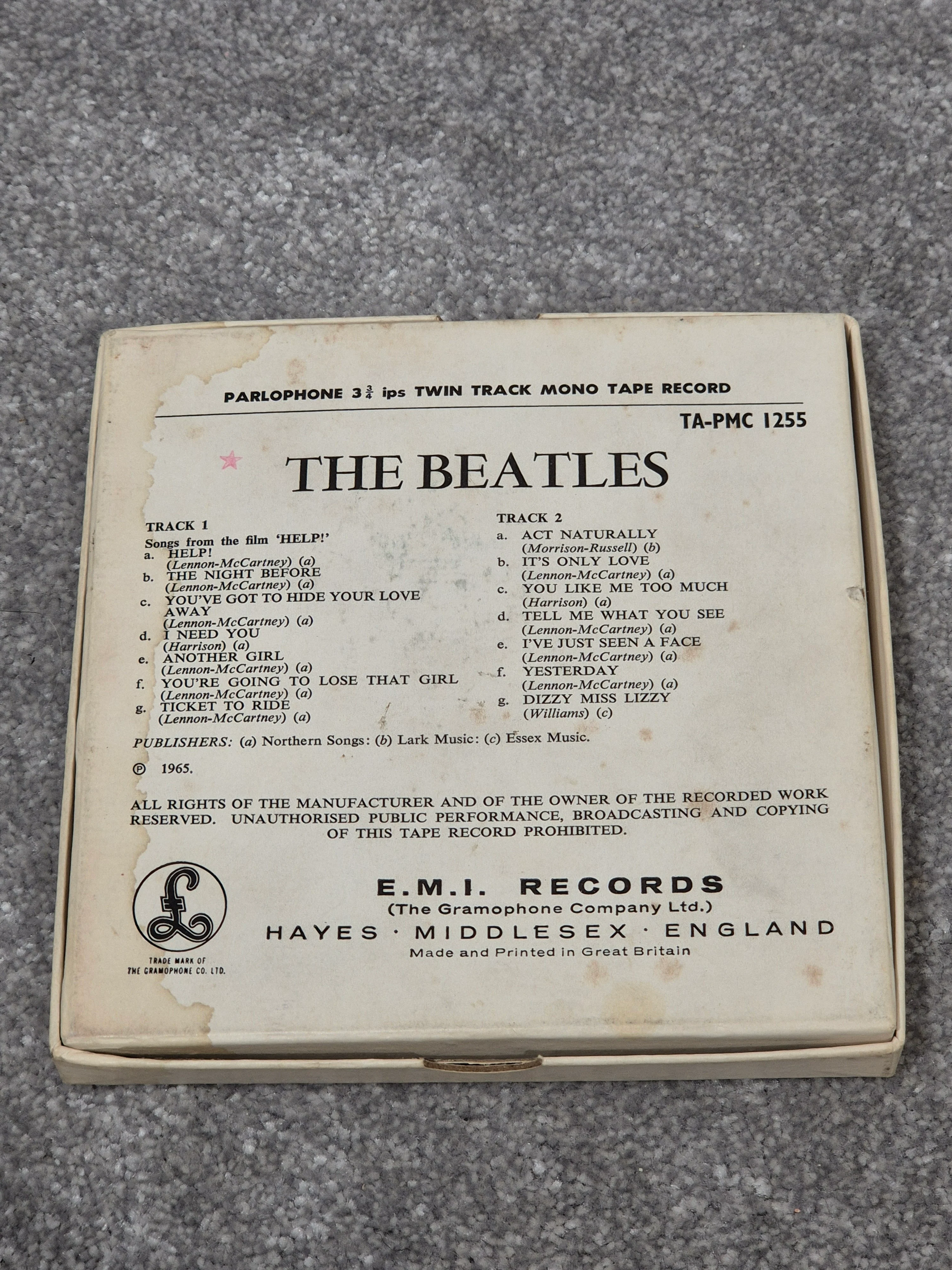 The Beatles - HELP! PMC 1255 Reel to Reel Record w/ Original Box - Image 2