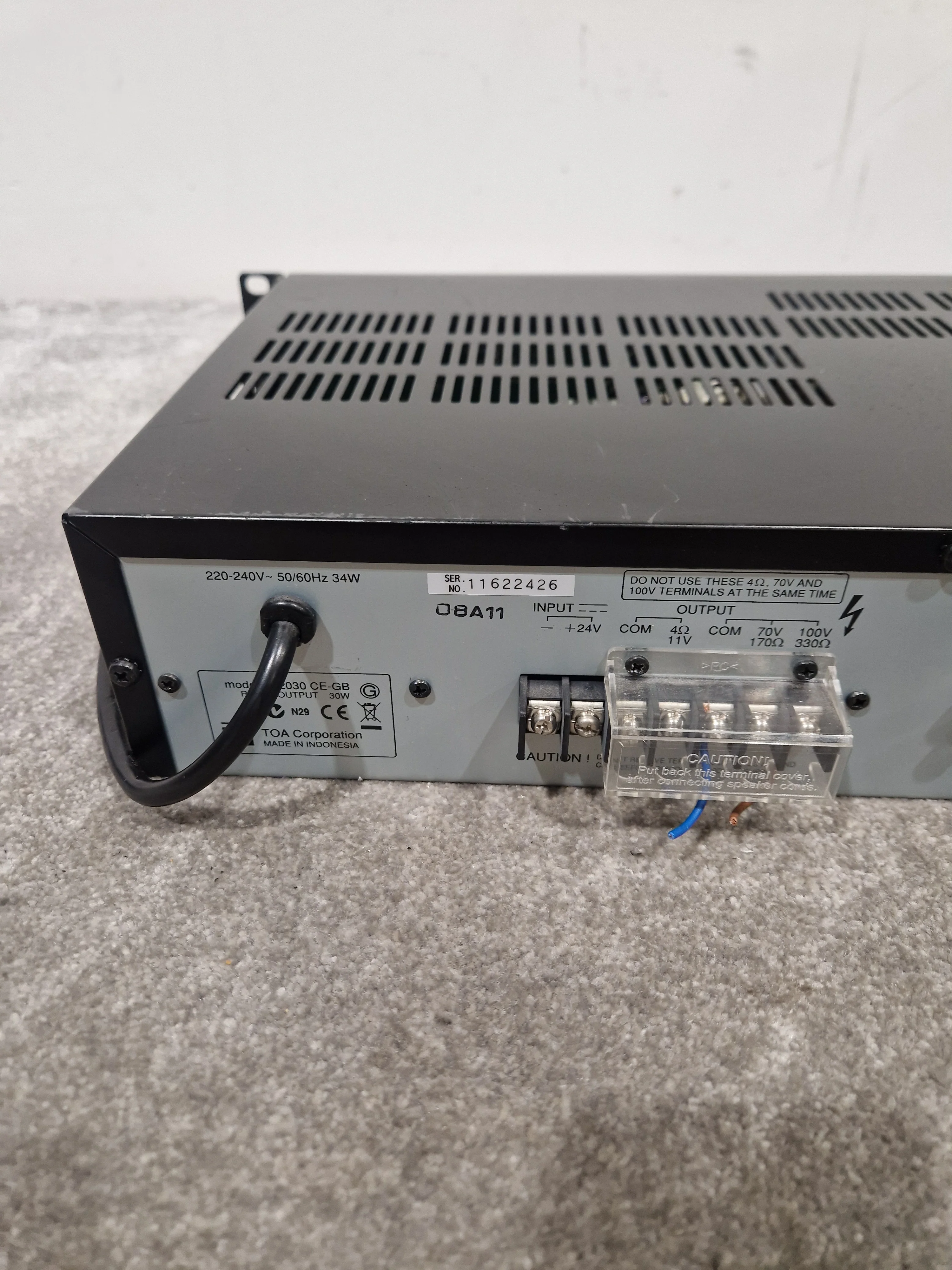 TOA PA Amplifier A-2030 - 30W Output, 3 Mic Inputs - Good - Image 5