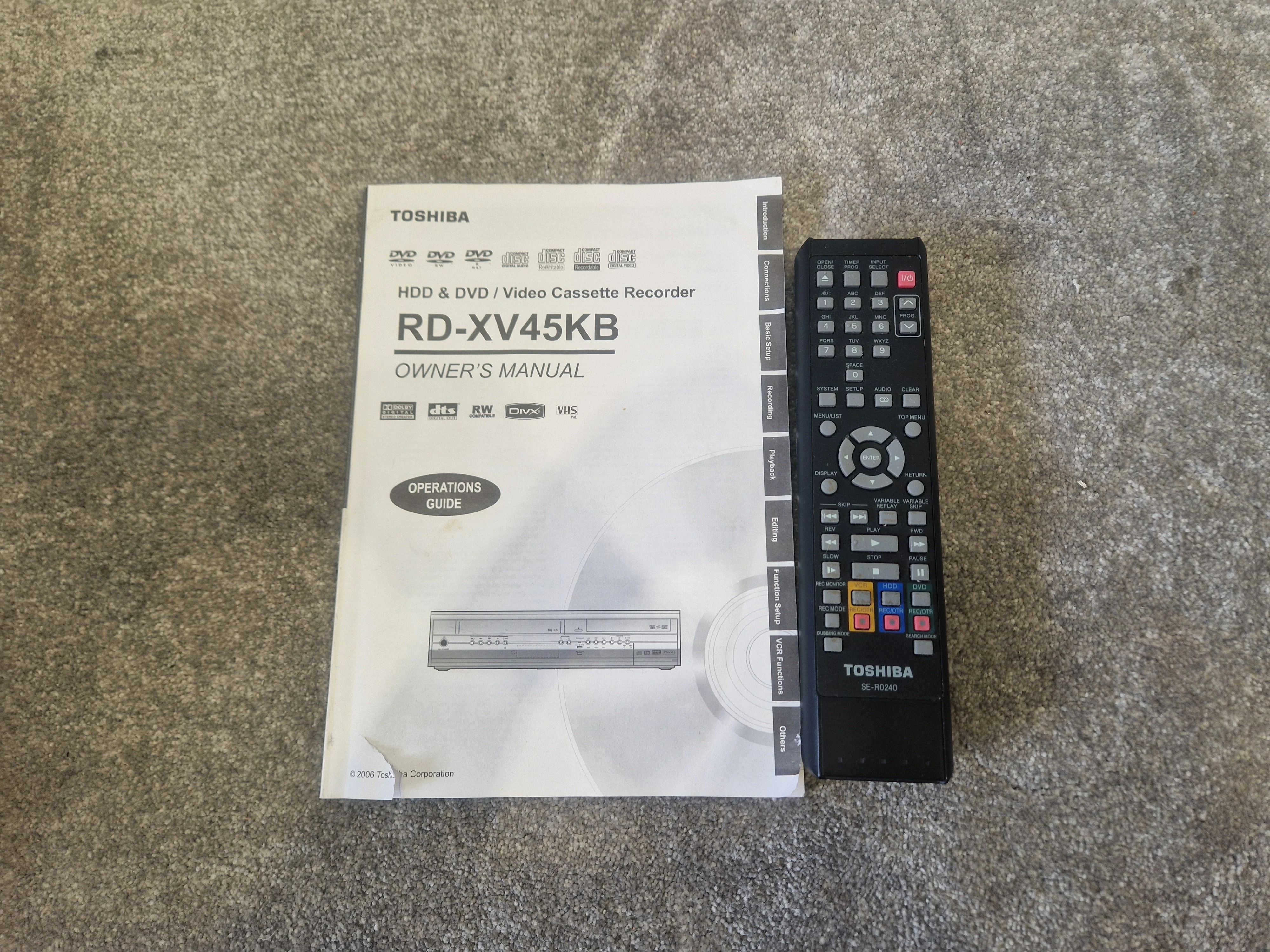 Toshiba RD-XV45 DVD/VHS/HDD Recorder – Remote & Manual – Very Good - Image 12