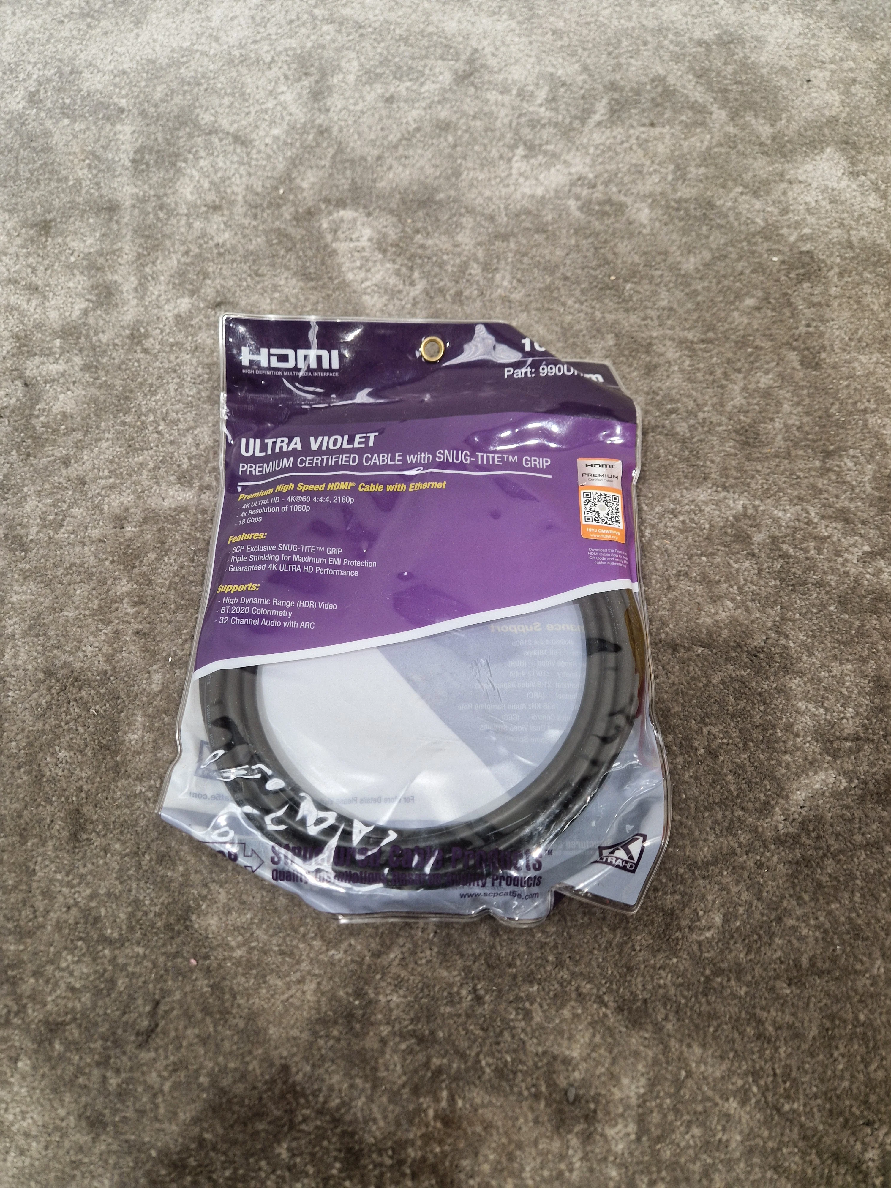 Ultra Violet HDMI Cable 10FT - High-Speed 4K Support - Excellent w/ Original packaging - Image 2