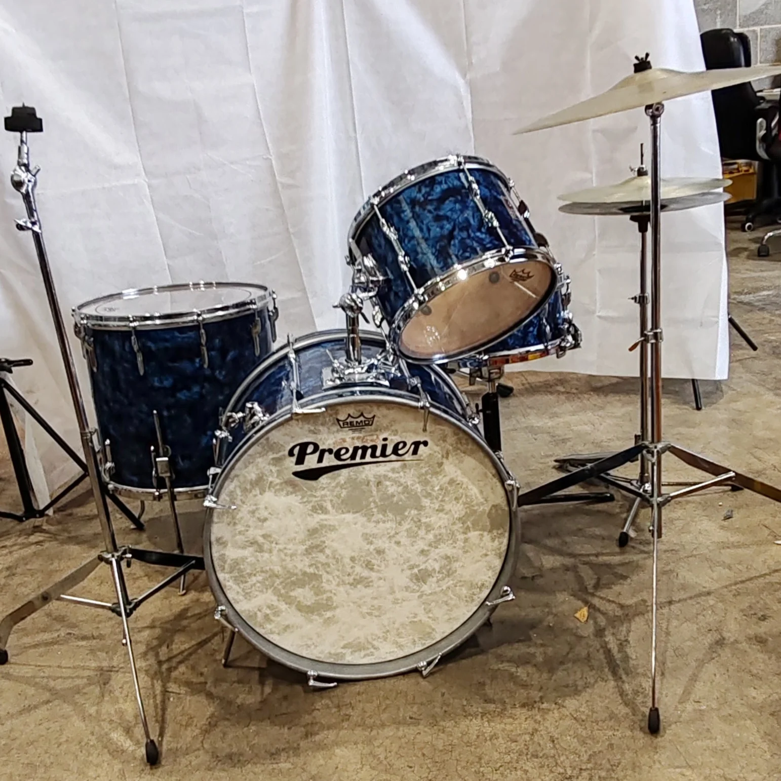 Premier Royal Ace 60s Vintage Drum Kit - 4 Piece, Remo Shells - Very Good - Image 3
