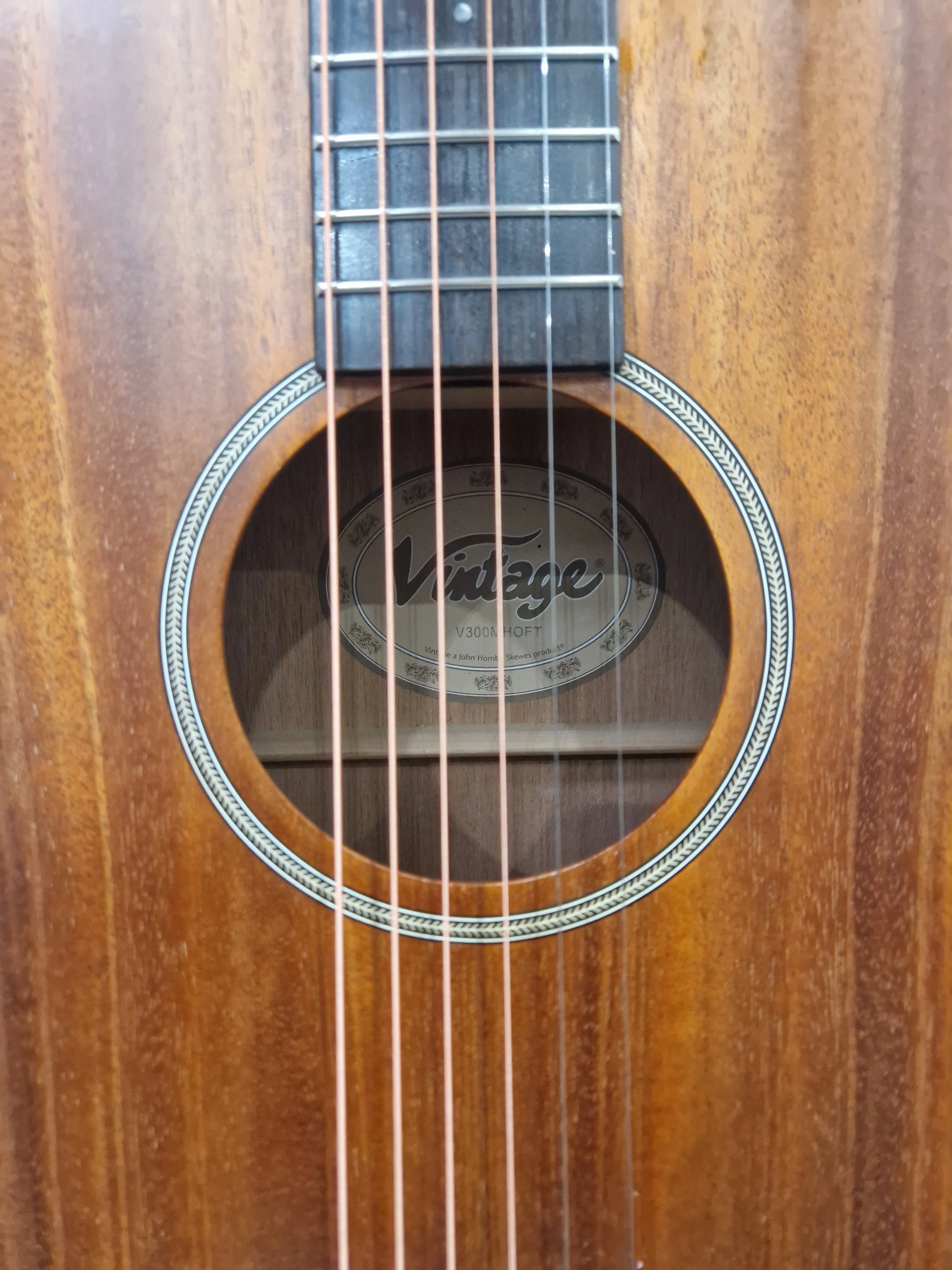 Vintage V300MHOF - Solid Mahogany Acoustic - Excellent w/ Soft Case - Image 5