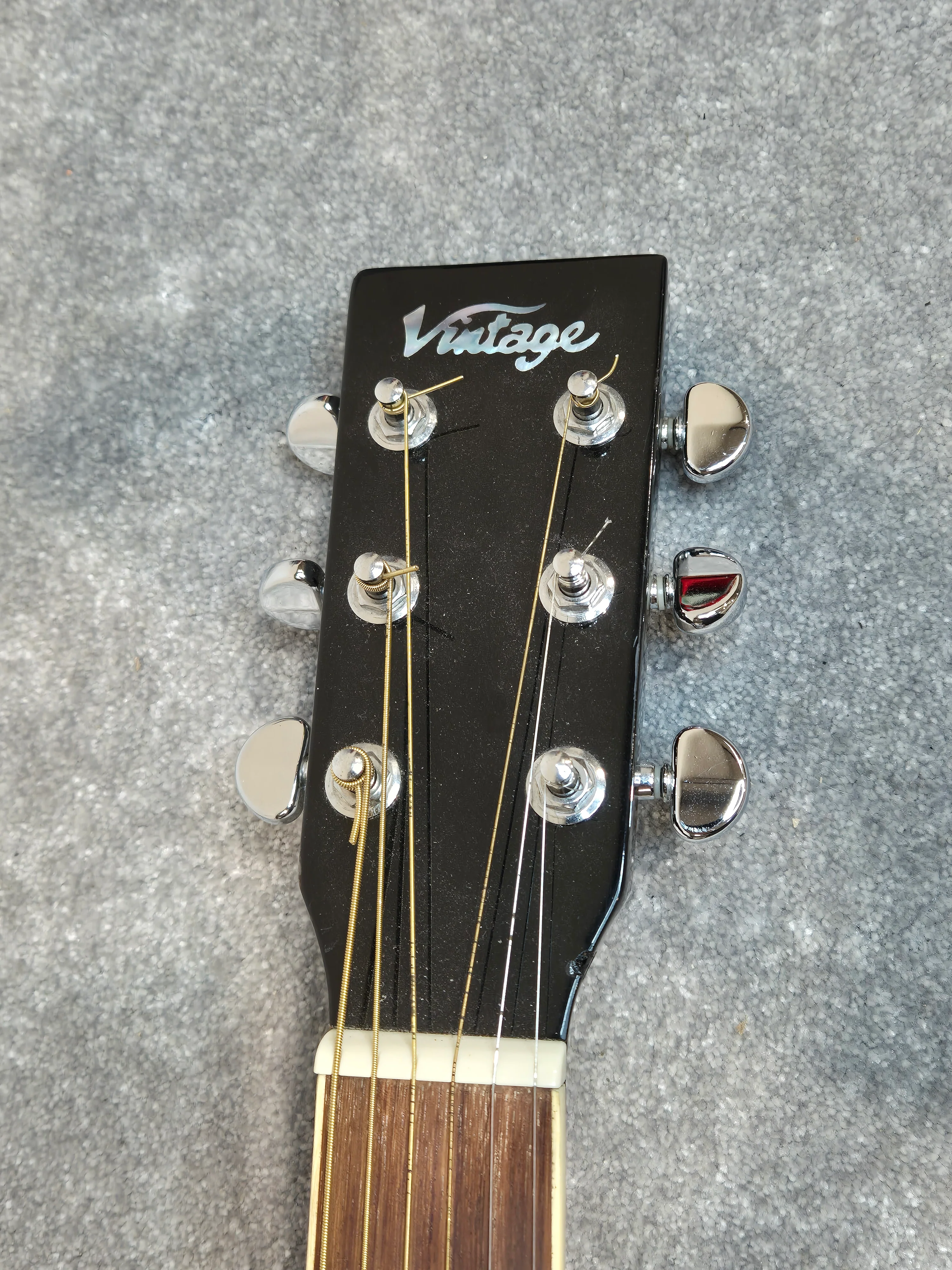 Vintage V400 BK Acoustic Guitar - Viva MTP11 Sound Hole Pick Up - Image 13