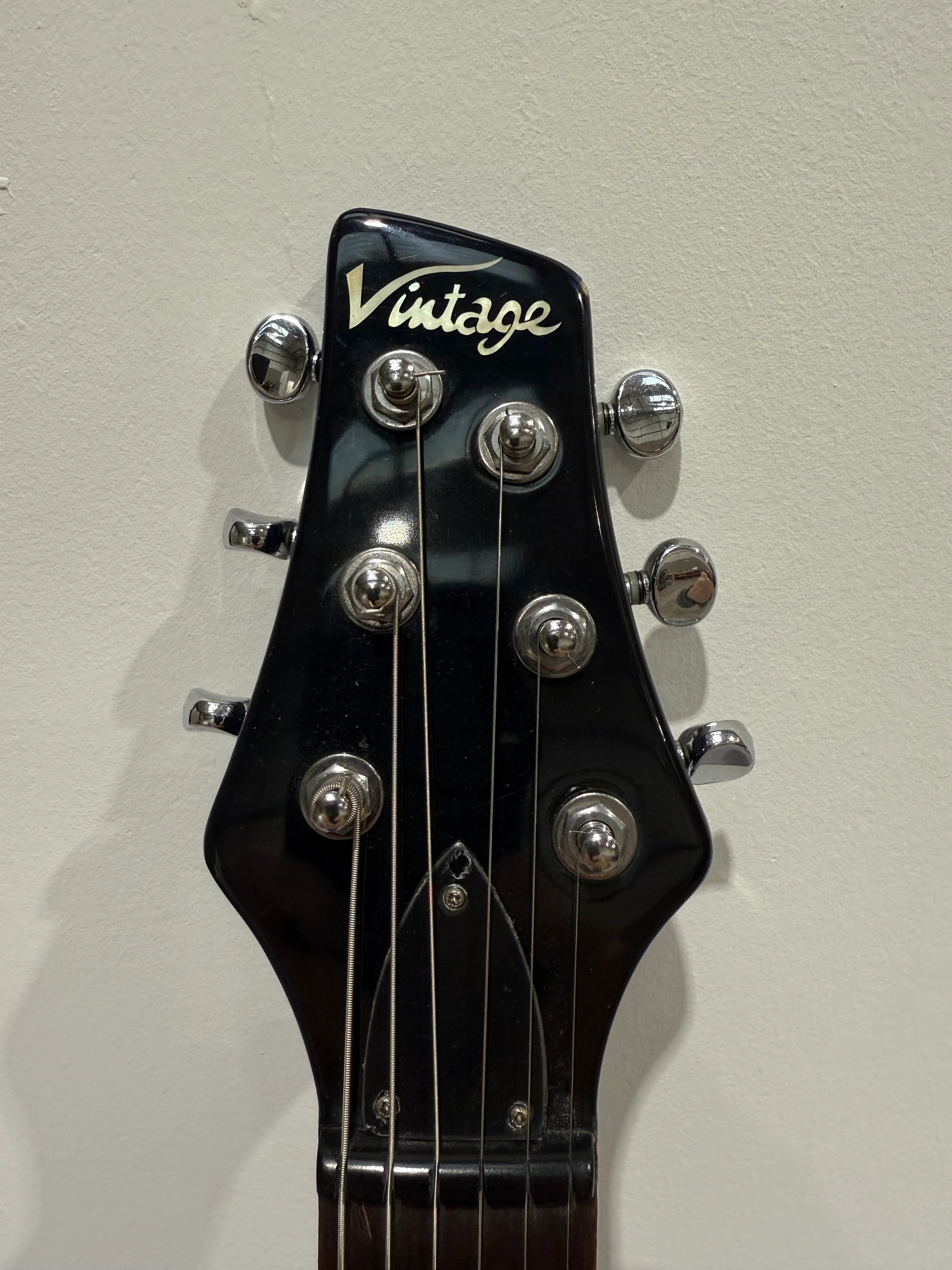 Vintage VRS 100 Trans Blue Electric Guitar - Fusion Carry Case - Tremelo Bar - Image 10