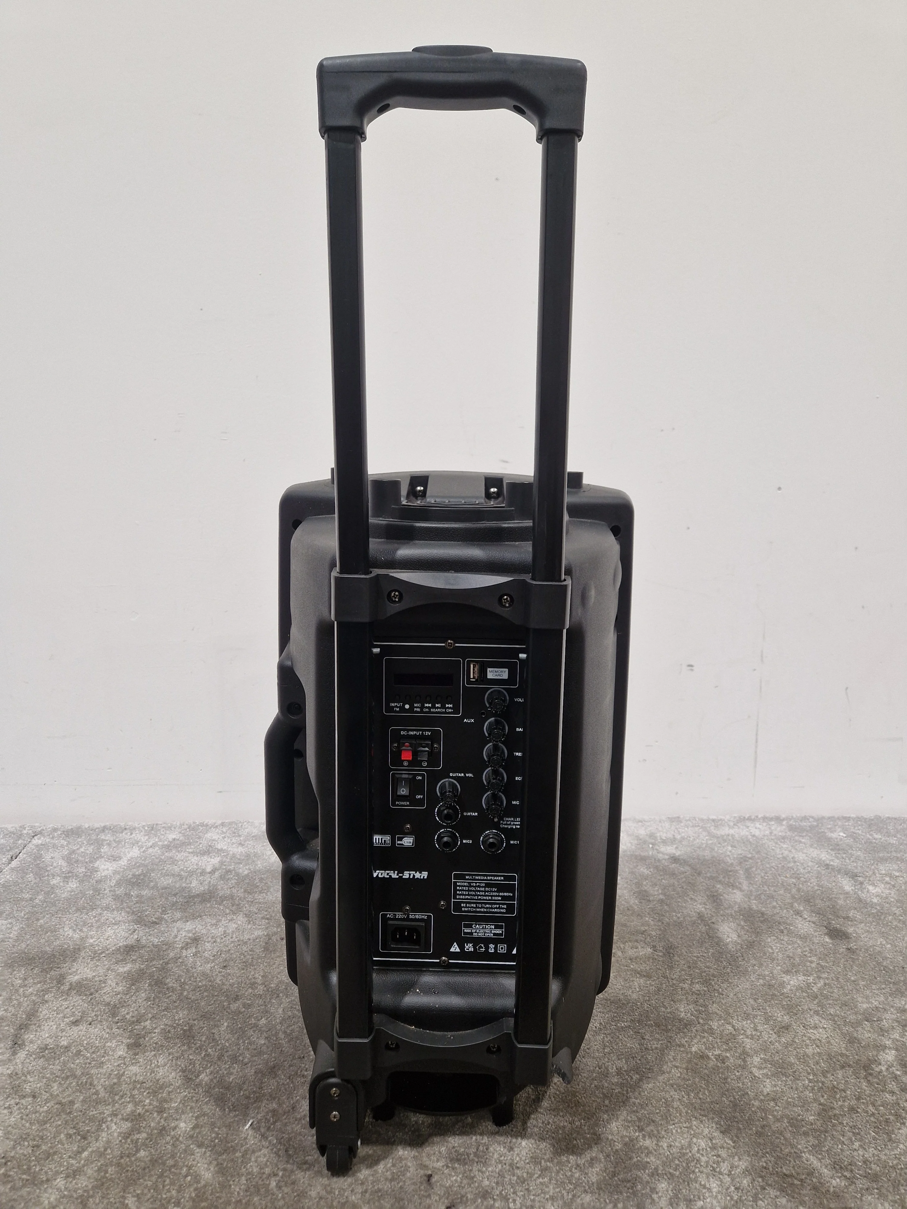 Vocal Star Speaker VS-P120 Portable PA System - Dual Mic Inputs - Fair w/ Power Supply & Microphone pair - Image 15
