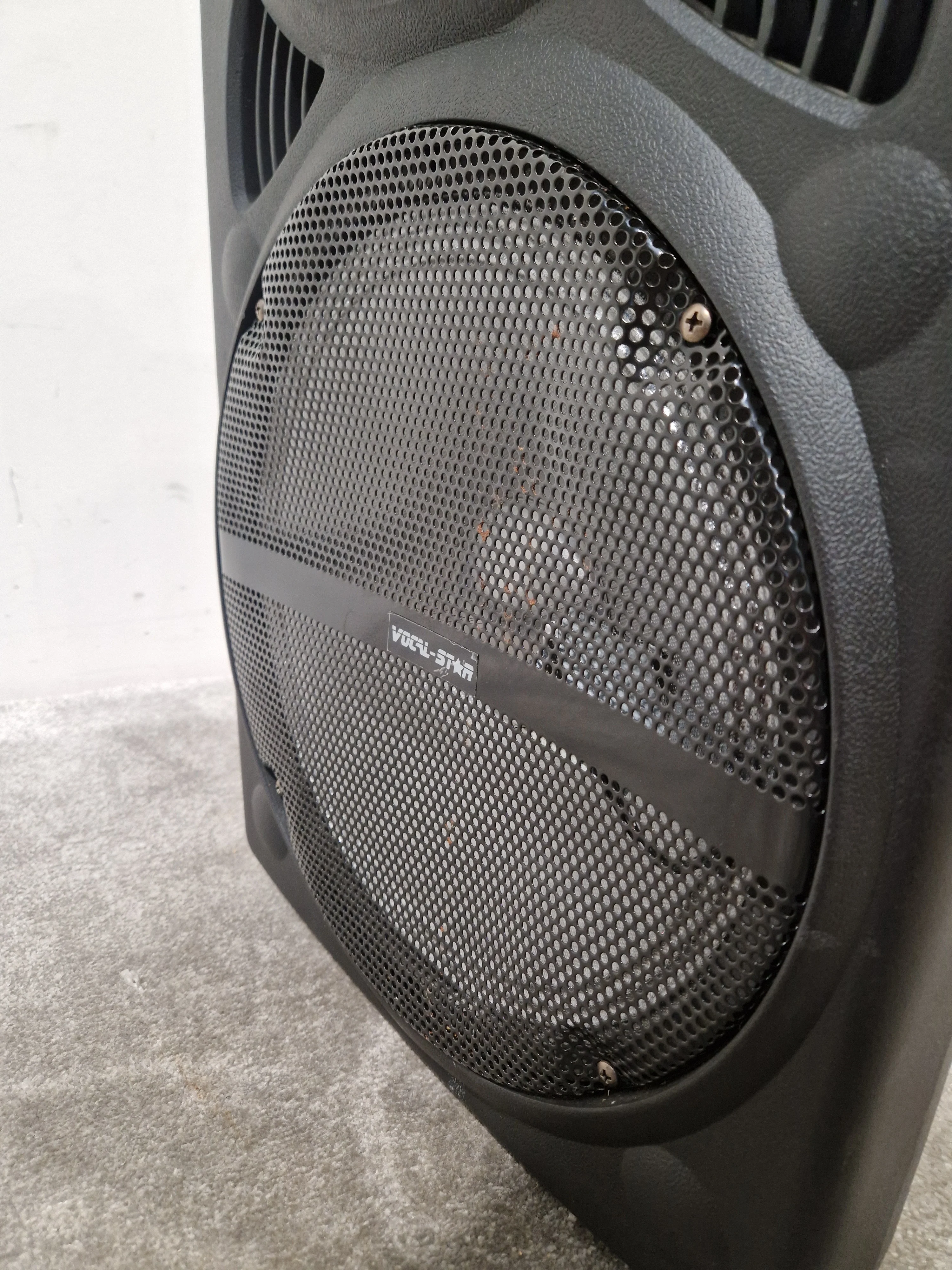 Vocal Star Speaker VS-P120 Portable PA System - Dual Mic Inputs - Fair w/ Power Supply & Microphone pair - Image 17