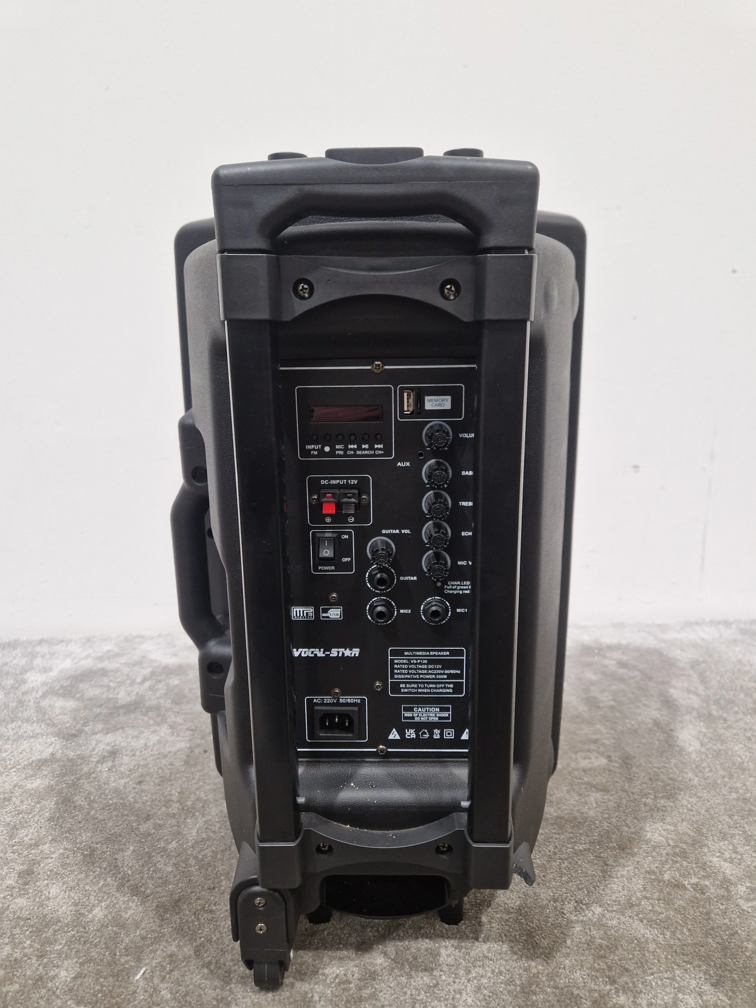 Vocal Star Speaker VS-P120 Portable PA System - Dual Mic Inputs - Fair w/ Power Supply & Microphone pair - Image 19